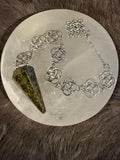 Green Tourmaline Pendulum: Beaded Celtic Knot Divination Tool