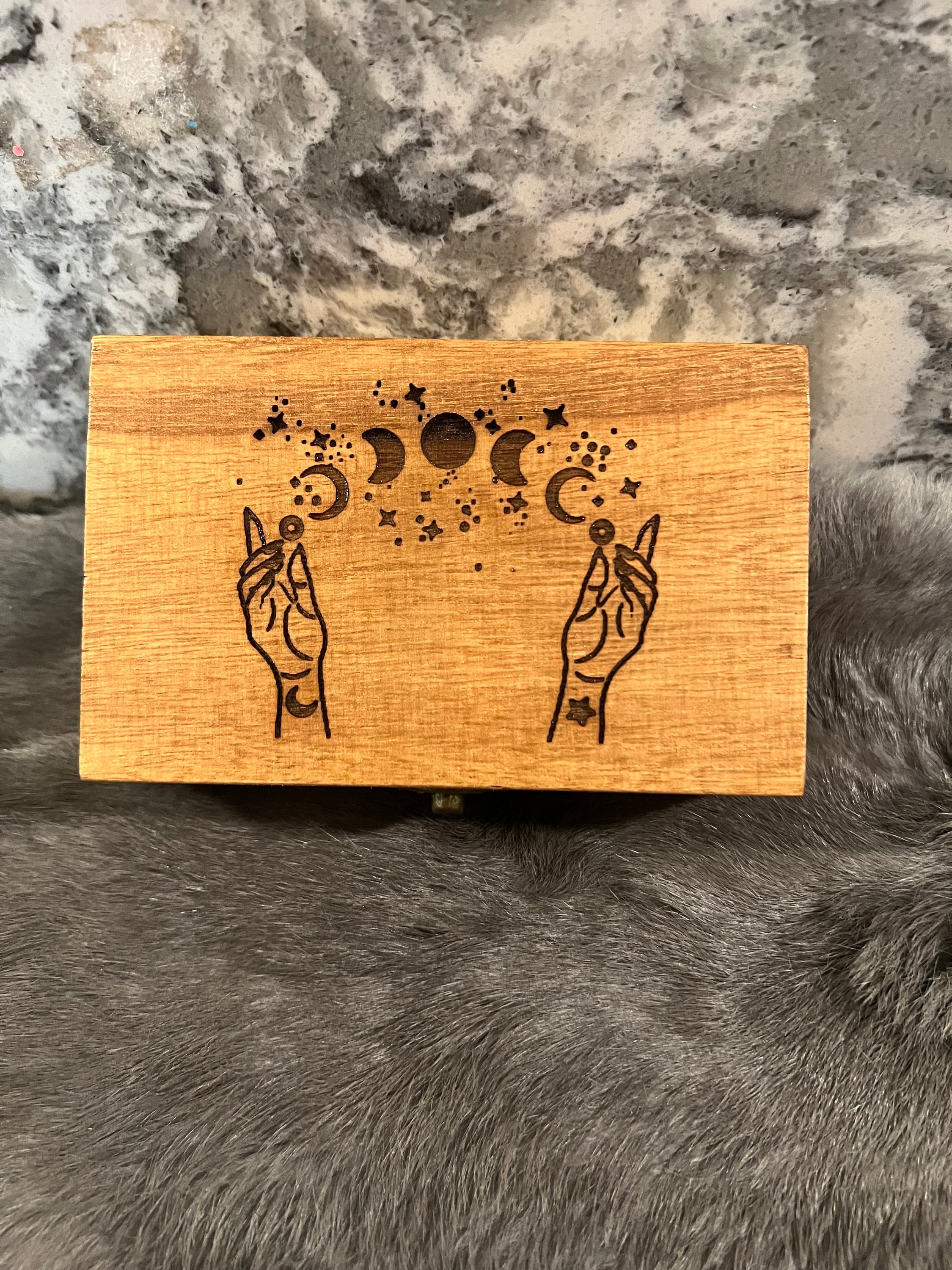 Etched Wood Tarot Card Box: Altar Storage (6x3.8 inches)