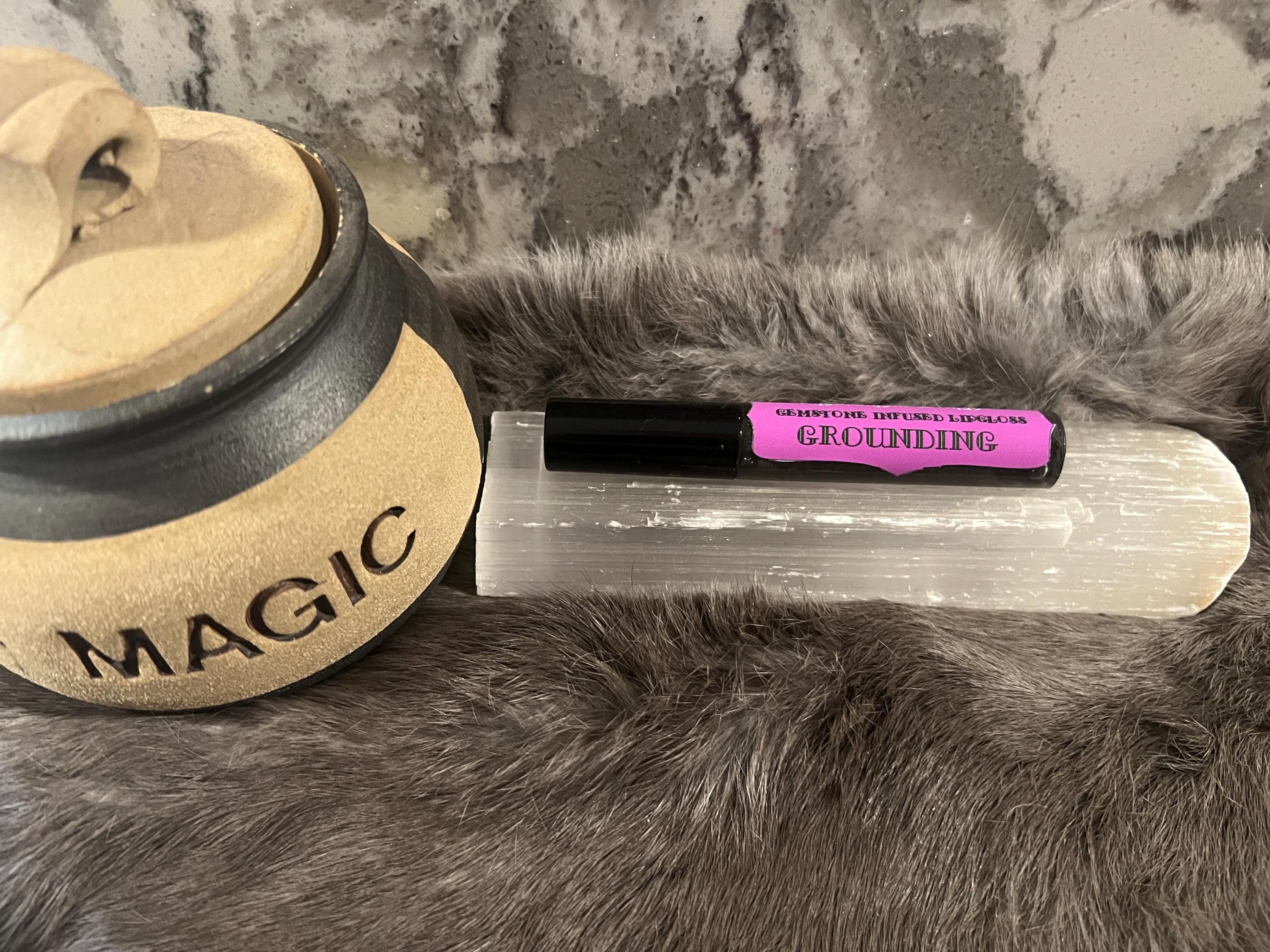 Witchy Grounding Lip Gloss: Black Obsidian Gemstone Infused, Vegan