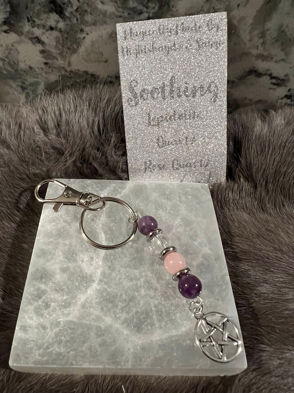 Gemstone Manifestation Keychain: Witchy Intention Charm