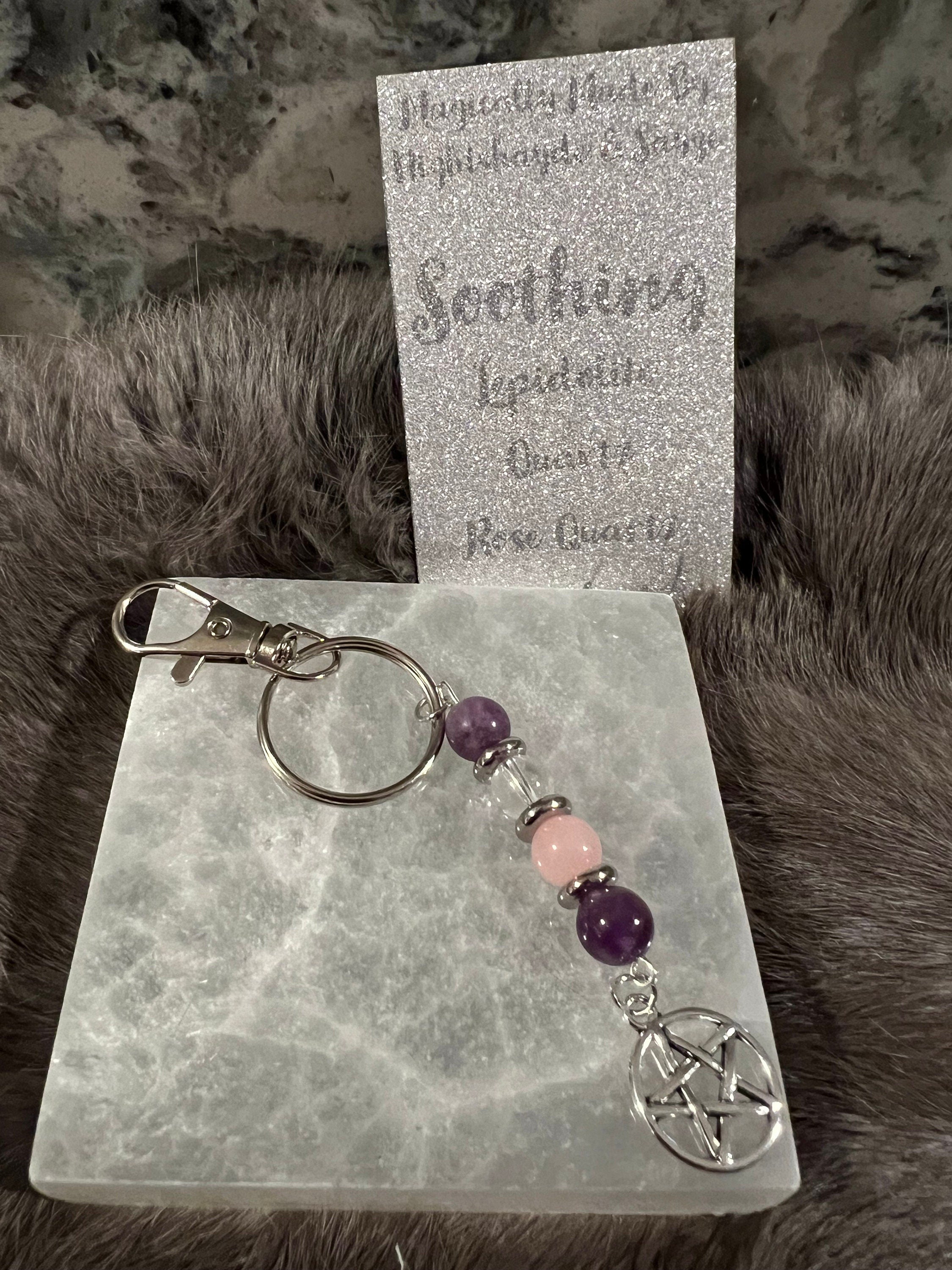 Gemstone Manifestation Keychain: Witchy Intention Charm