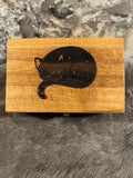 Etched Wood Tarot Card Box: Altar Box with Sleeping Cat