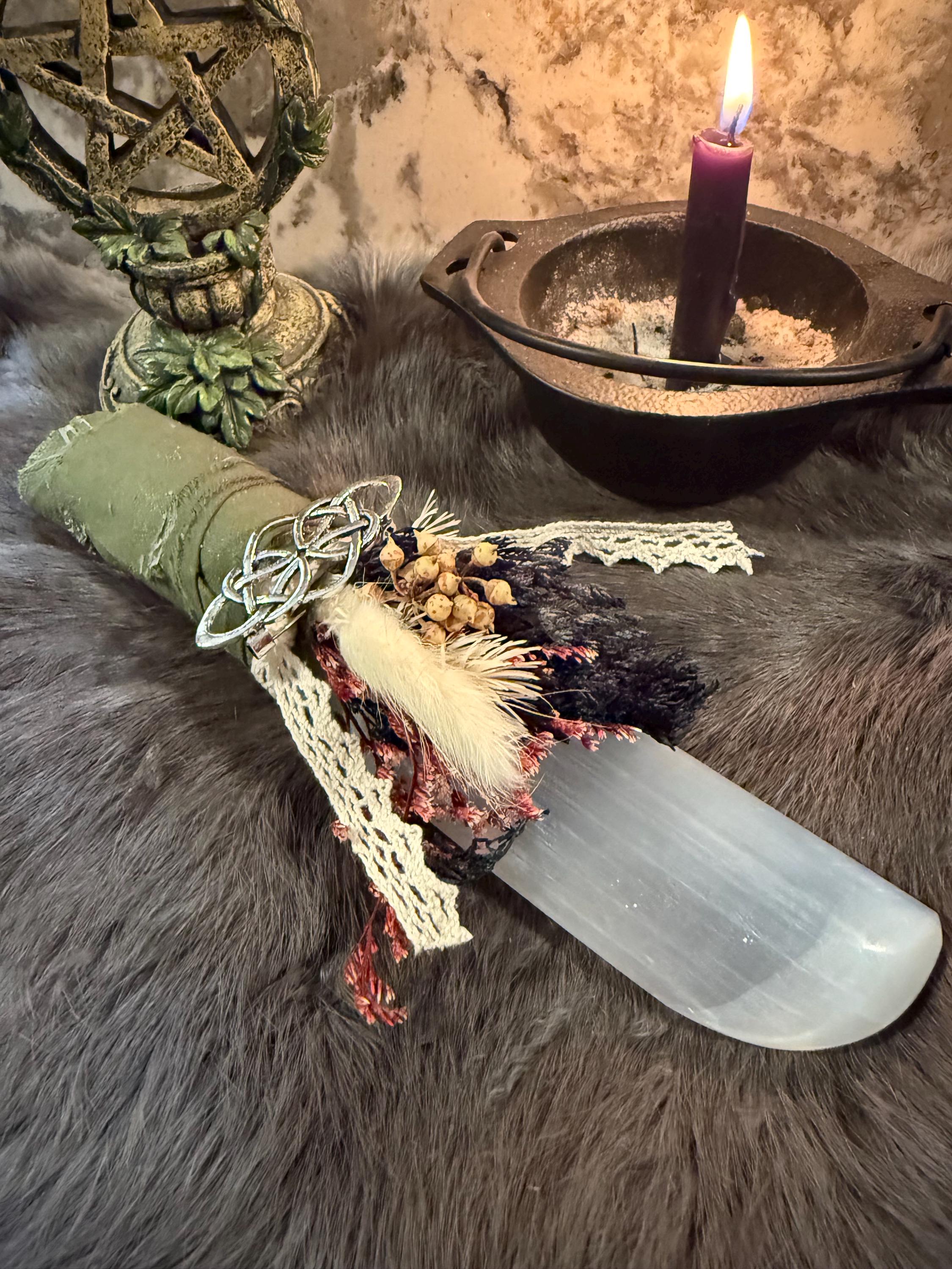 One of a Kind Selenite Altar Athame