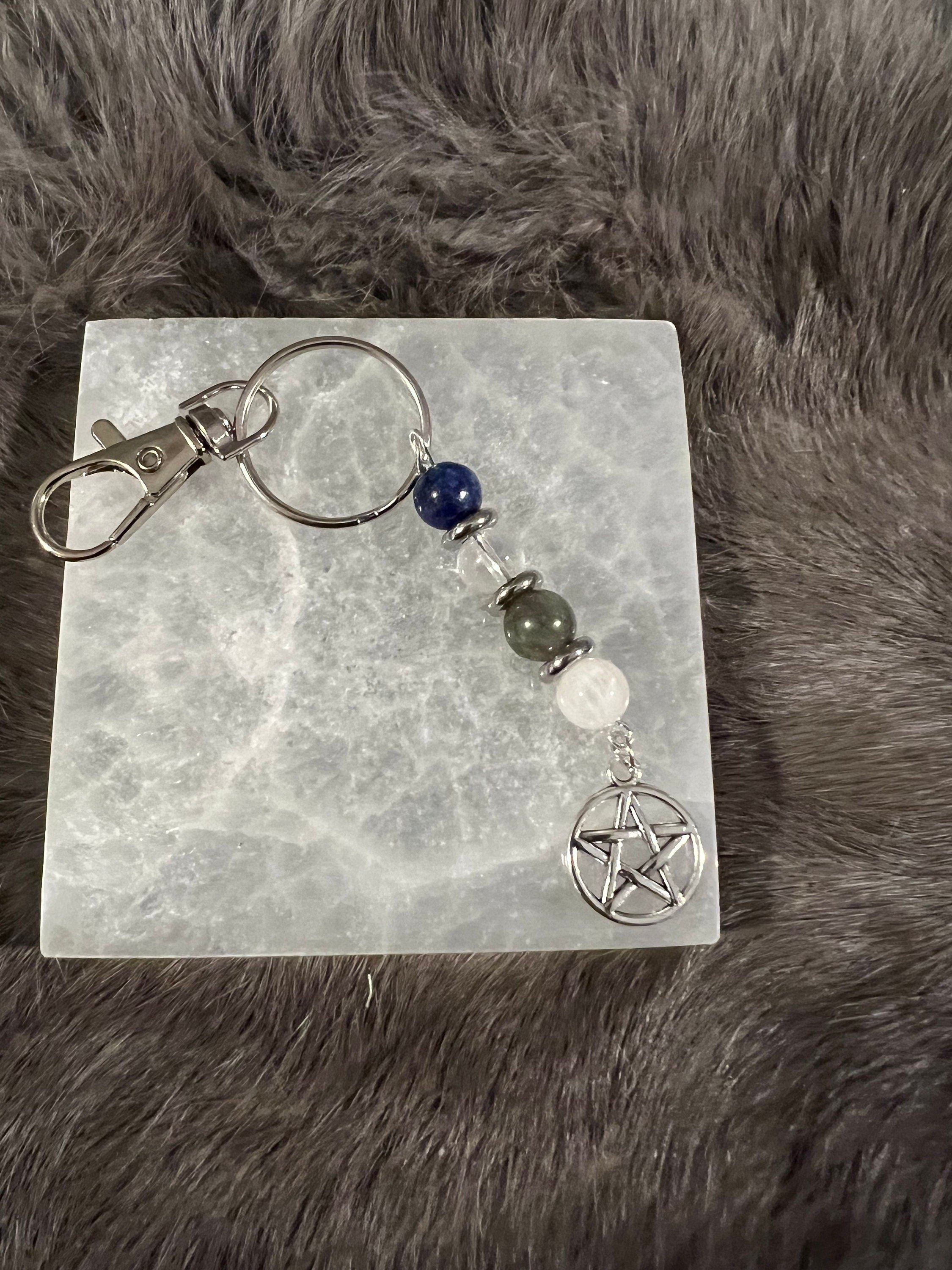 Gemstone Manifestation Keychain: Witchy Intention Charm