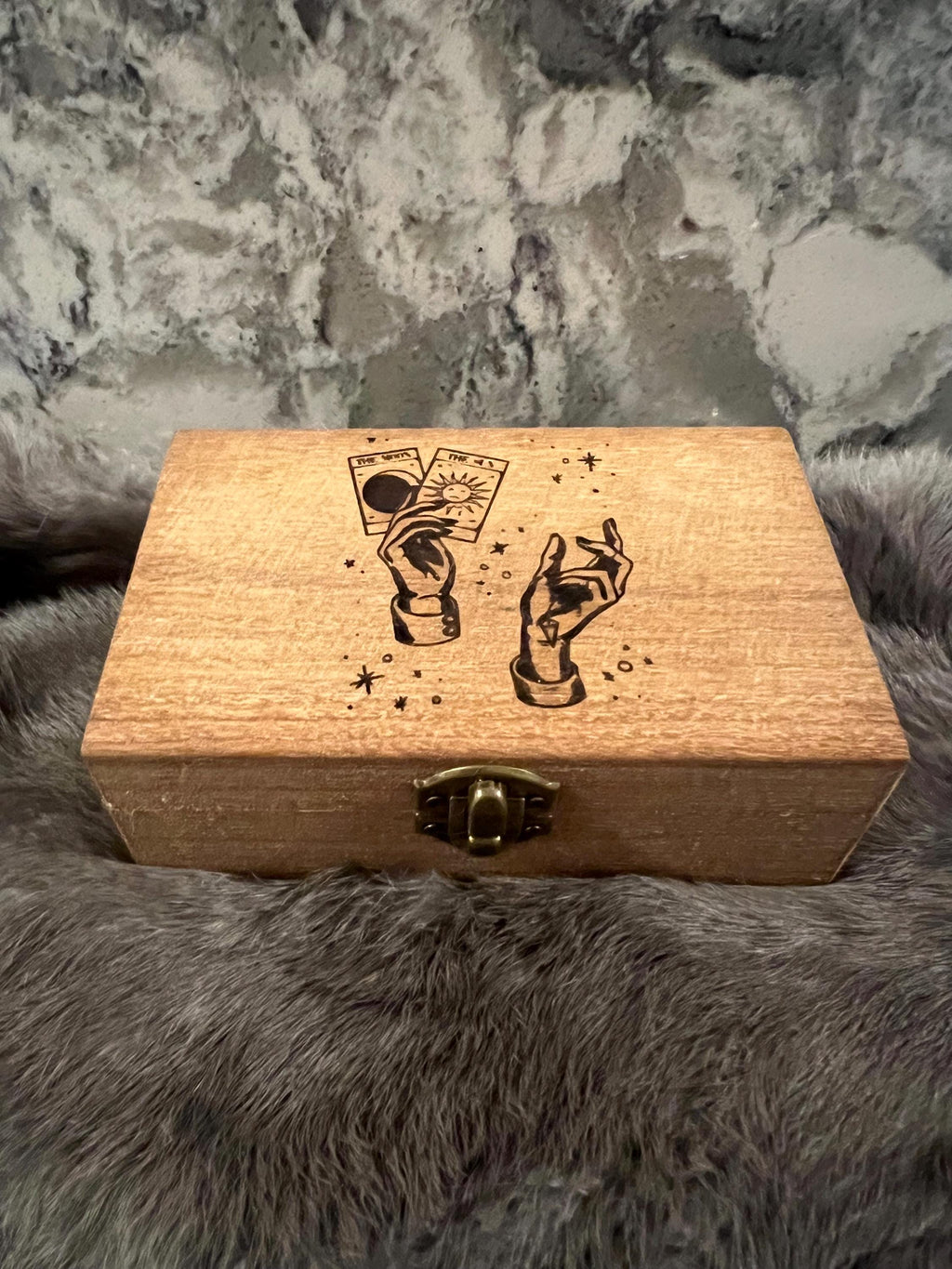 Etched Wood Tarot Card Box: Altar & Deck Storage