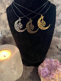 Crescent Moon Pentacle Necklace: Witchy Pagan Jewelry