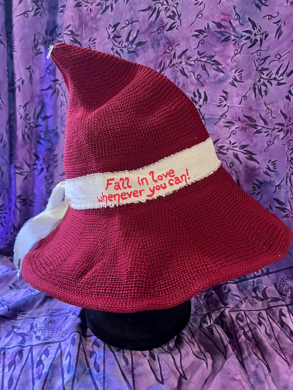 Red Knit Witch Hat: Practical Magic Inspired, Rose & Charm Detail