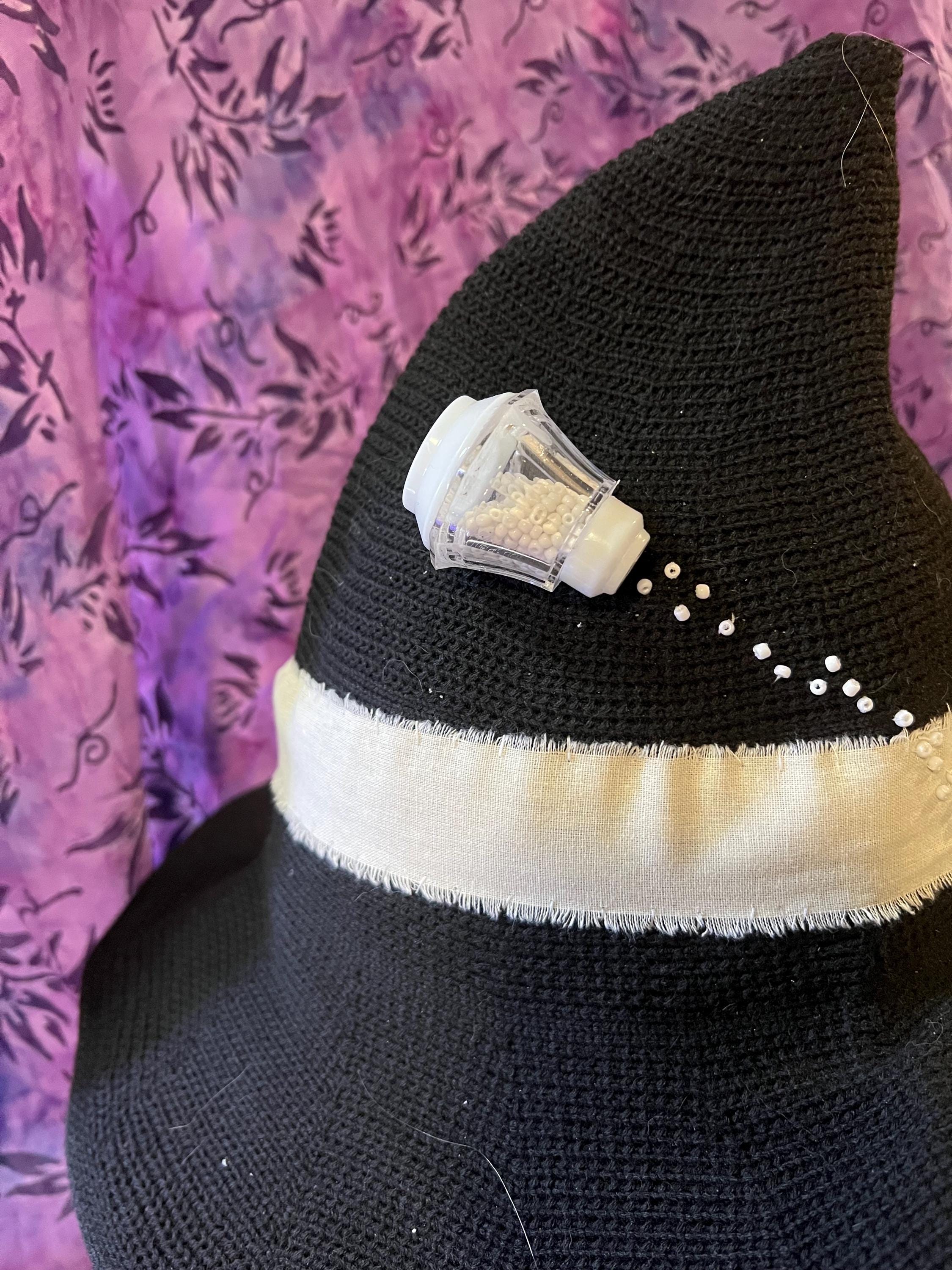 Practical Magic Witch Hat: Black Knit Hat with Linen Band