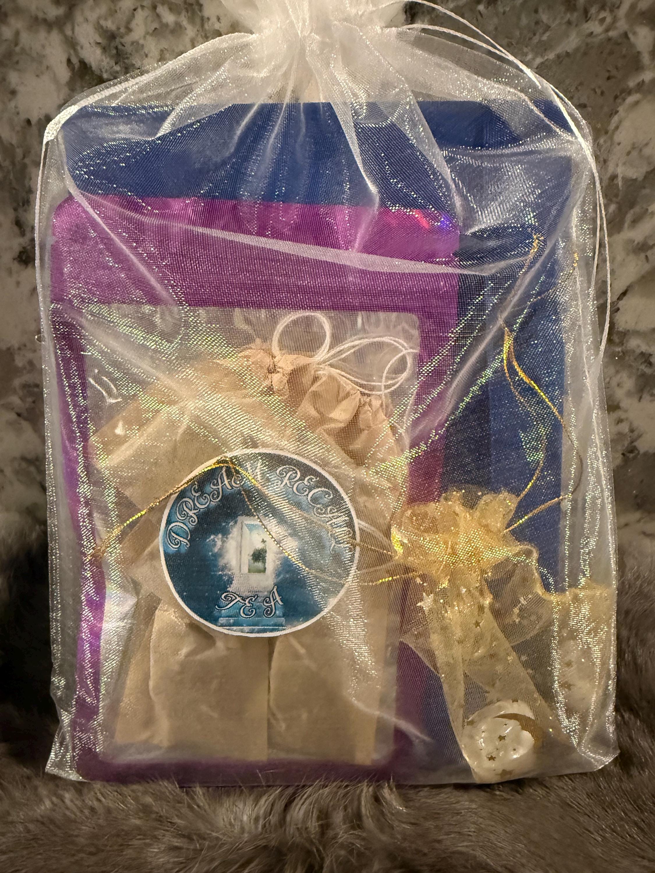 Dream Recall Gift Set: Dream Journal, Dream Recall Tea, Gemstone Tumbles