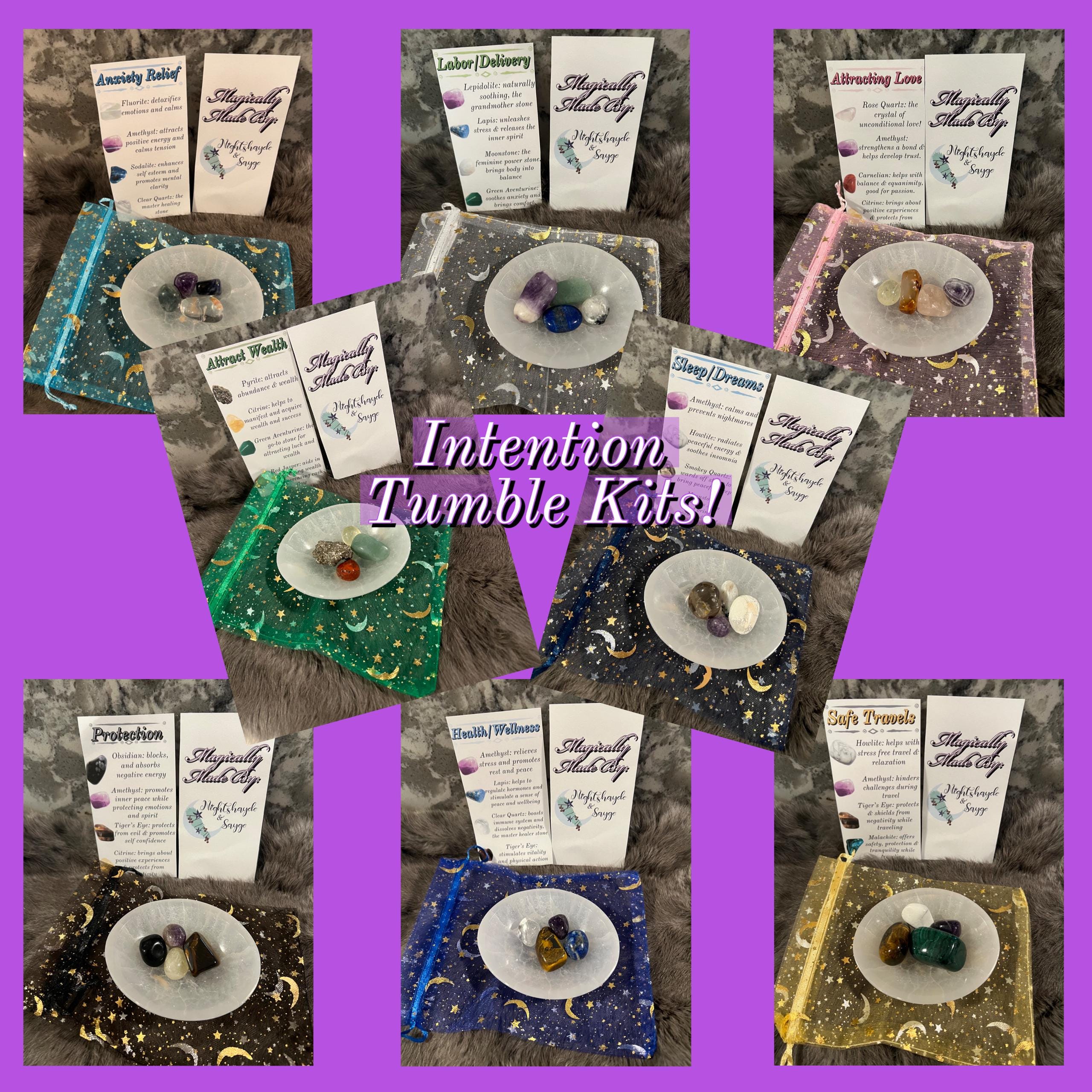 Anxiety Relief Gemstone Kit: Tumbled Amethyst, Sodalite, Quartz & Fluorite