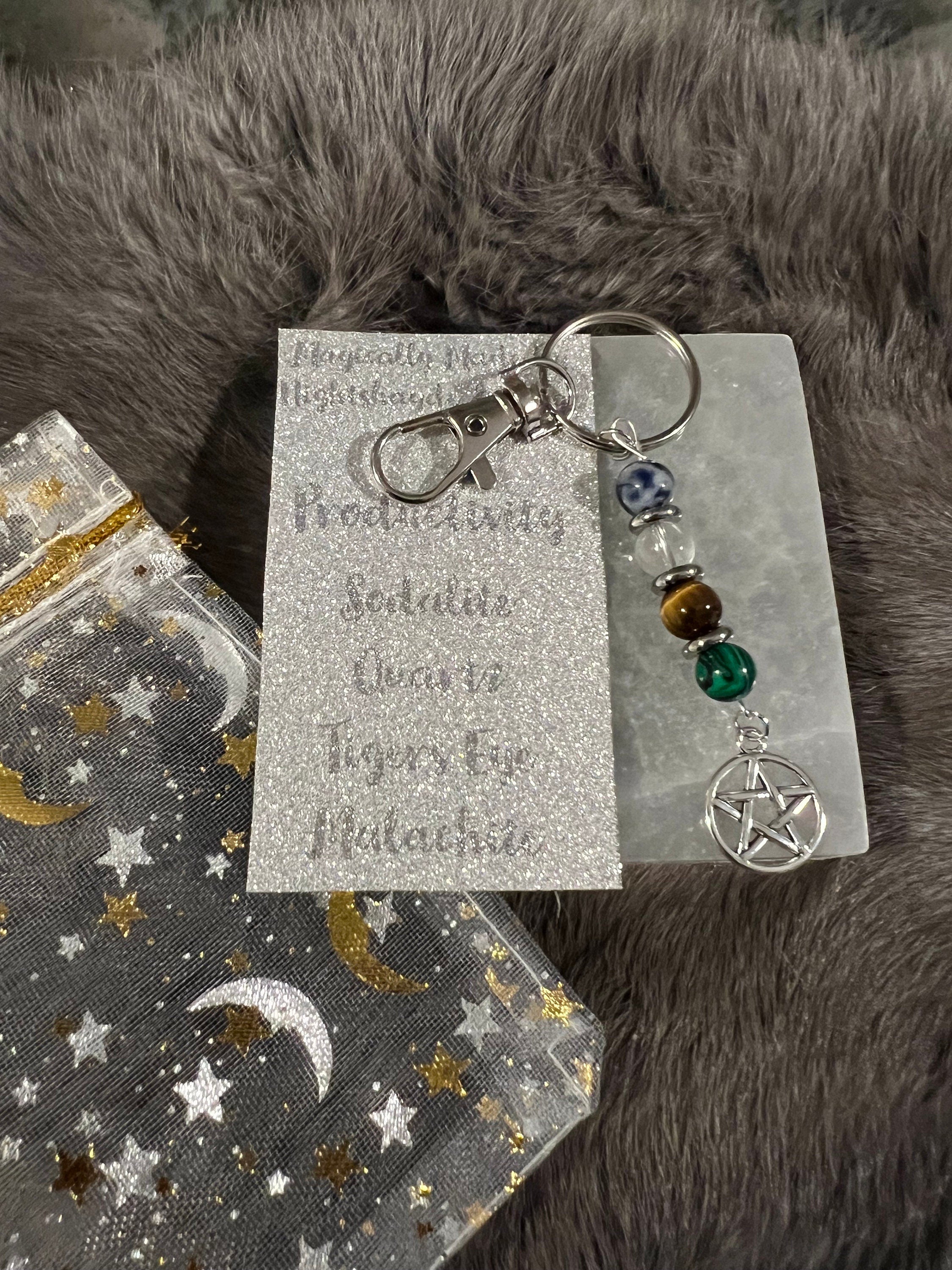 Gemstone Manifestation Keychain: Witchy Intention Charm