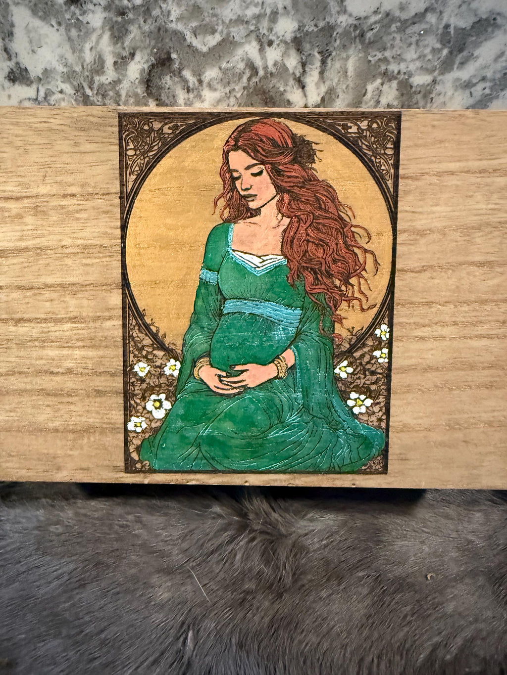 Brighid Altar Box: Handcrafted Celtic Goddess Wood-Burned Altar