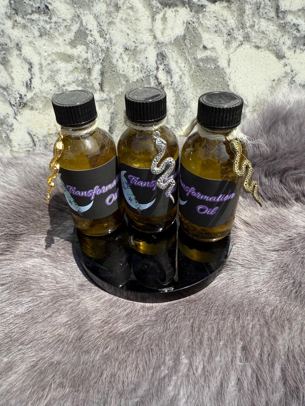 Transformation Spell Oil: Snakeskin, Mugwort & Obsidian - 2oz