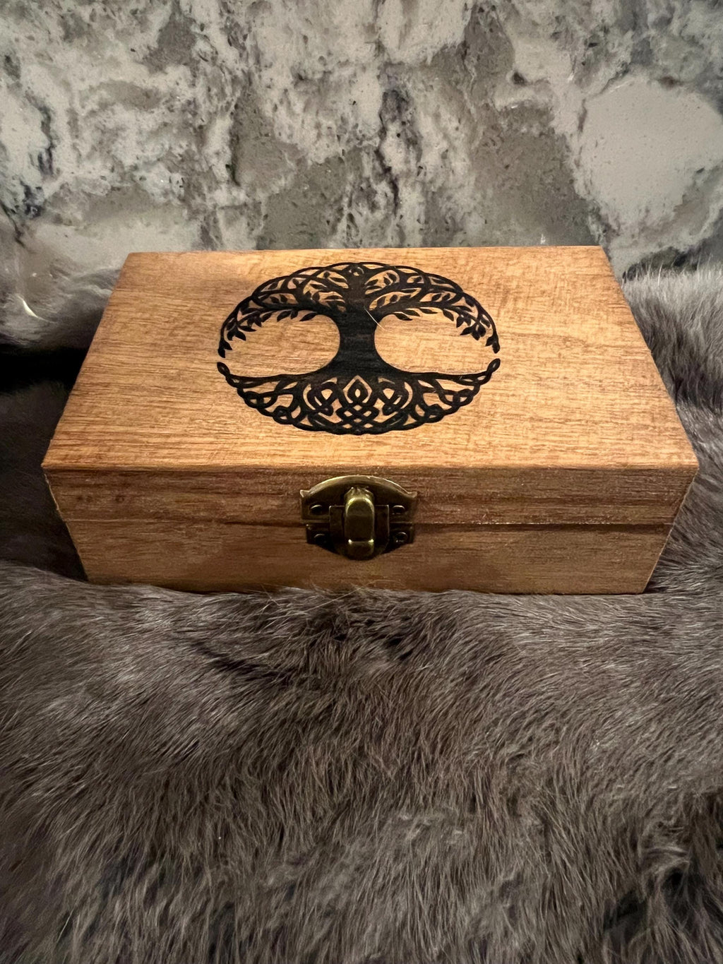 Etched Wood Tarot Card Box: Altar Box with Tree of Life