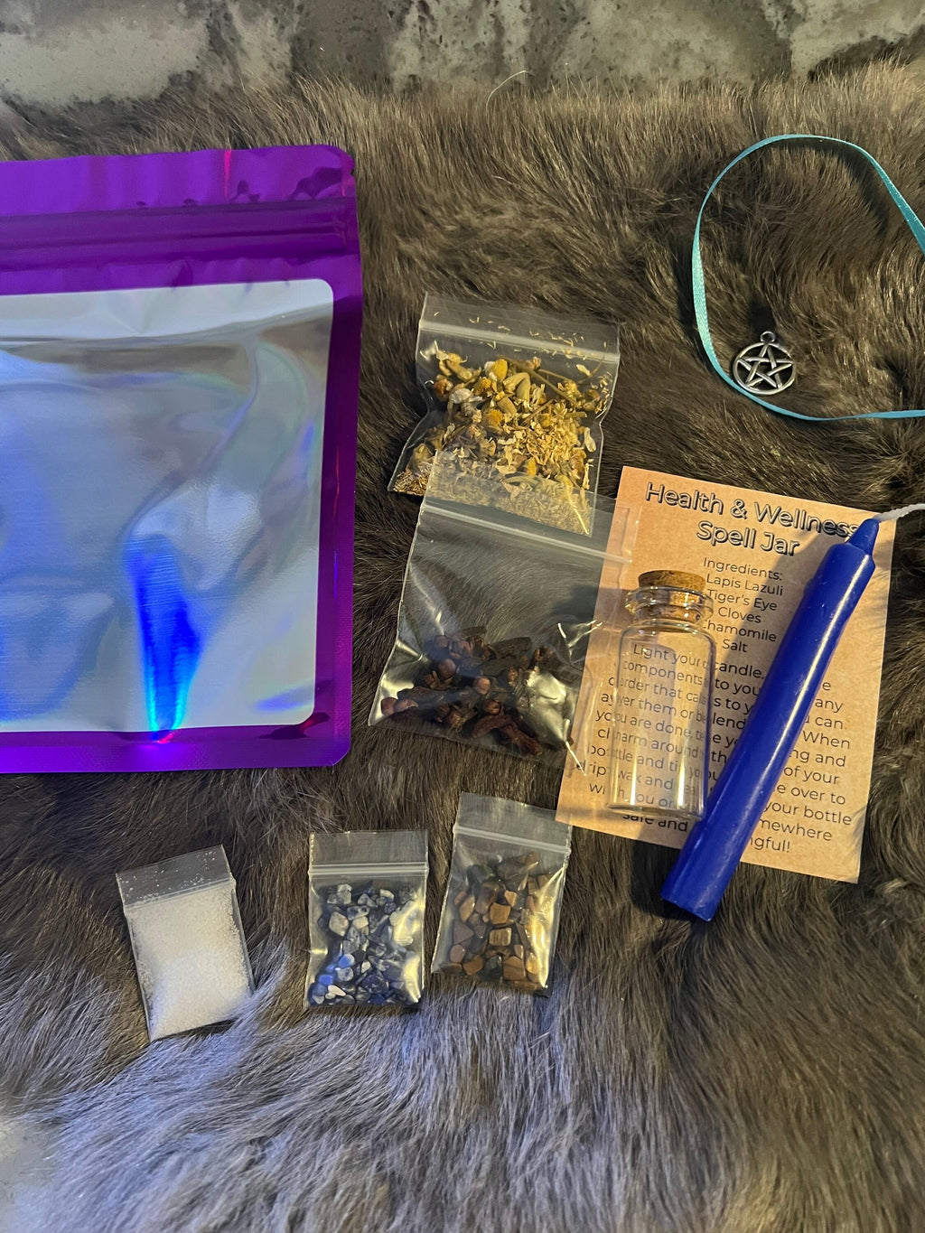 DIY Health Spell Jar Kit: Gemstones, Herbs, Candle & Charm