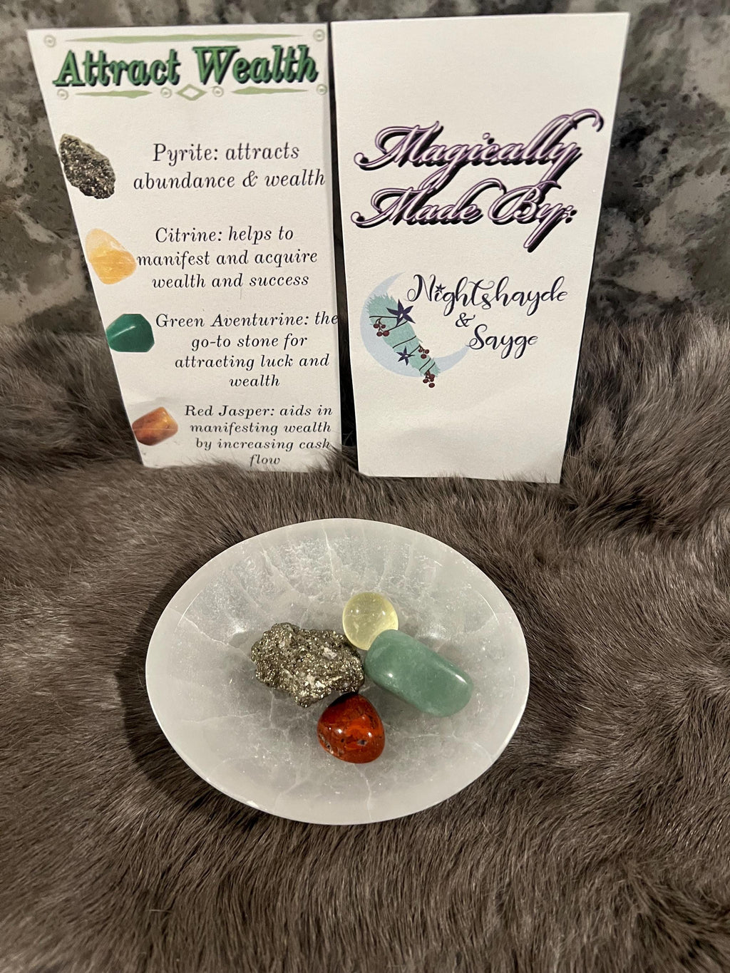 Wealth Gemstone Intention Kit: Pyrite, Citrine, Aventurine, Jasper