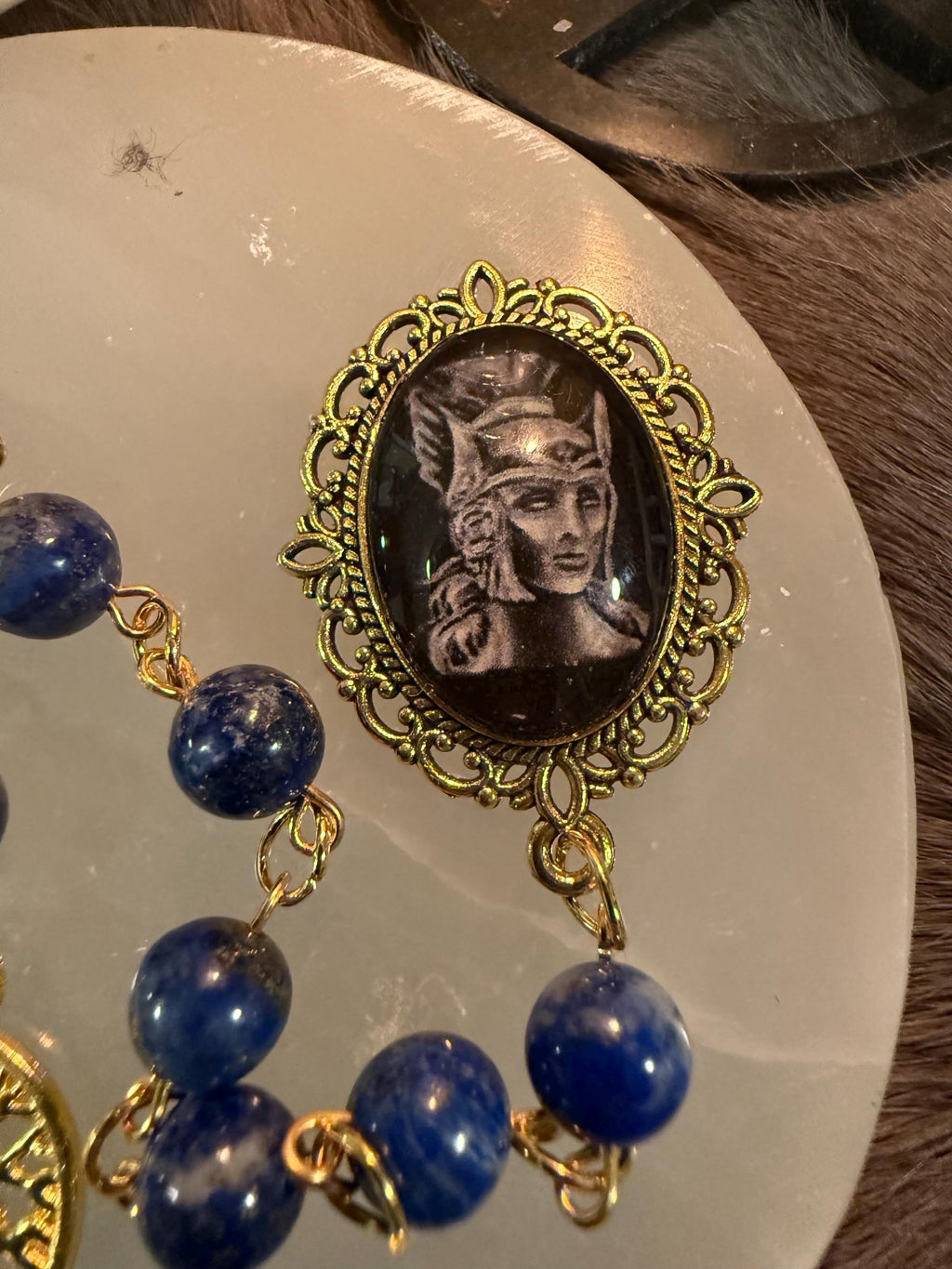Athena Prayer Beads: Lapis Lazuli Diety Set with Olive Tree