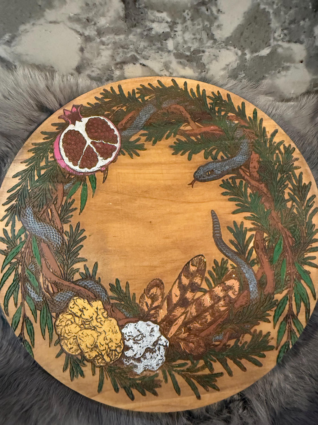 Hades Altar Table – Hand-Painted Wood Dais for Rituals