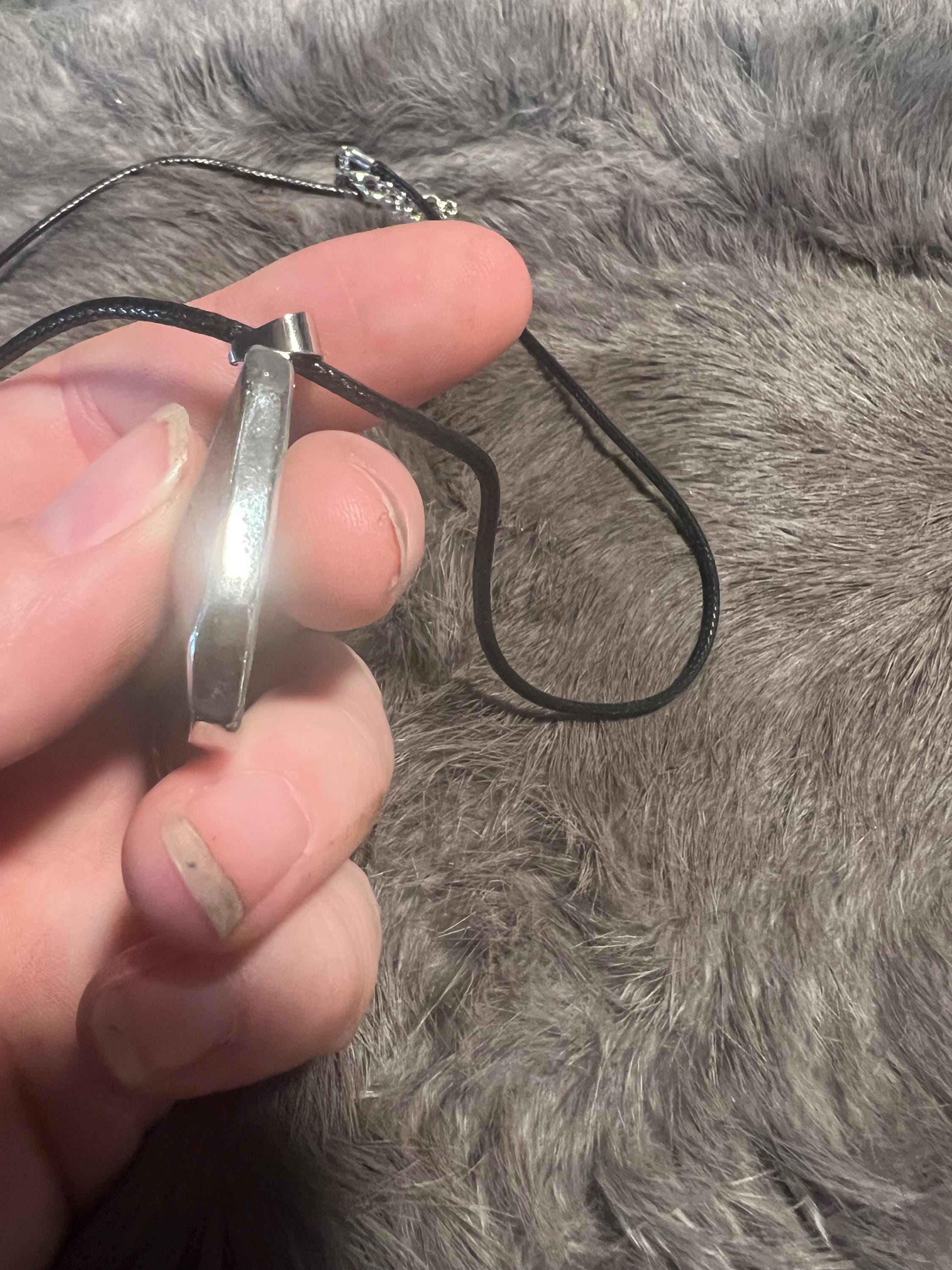 Silver Wrapped Tiger's Eye Pendant Necklace - Leather Cord