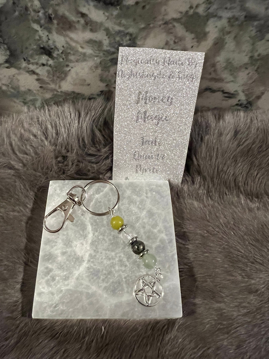 Gemstone Manifestation Keychain: Witchy Intention Charm