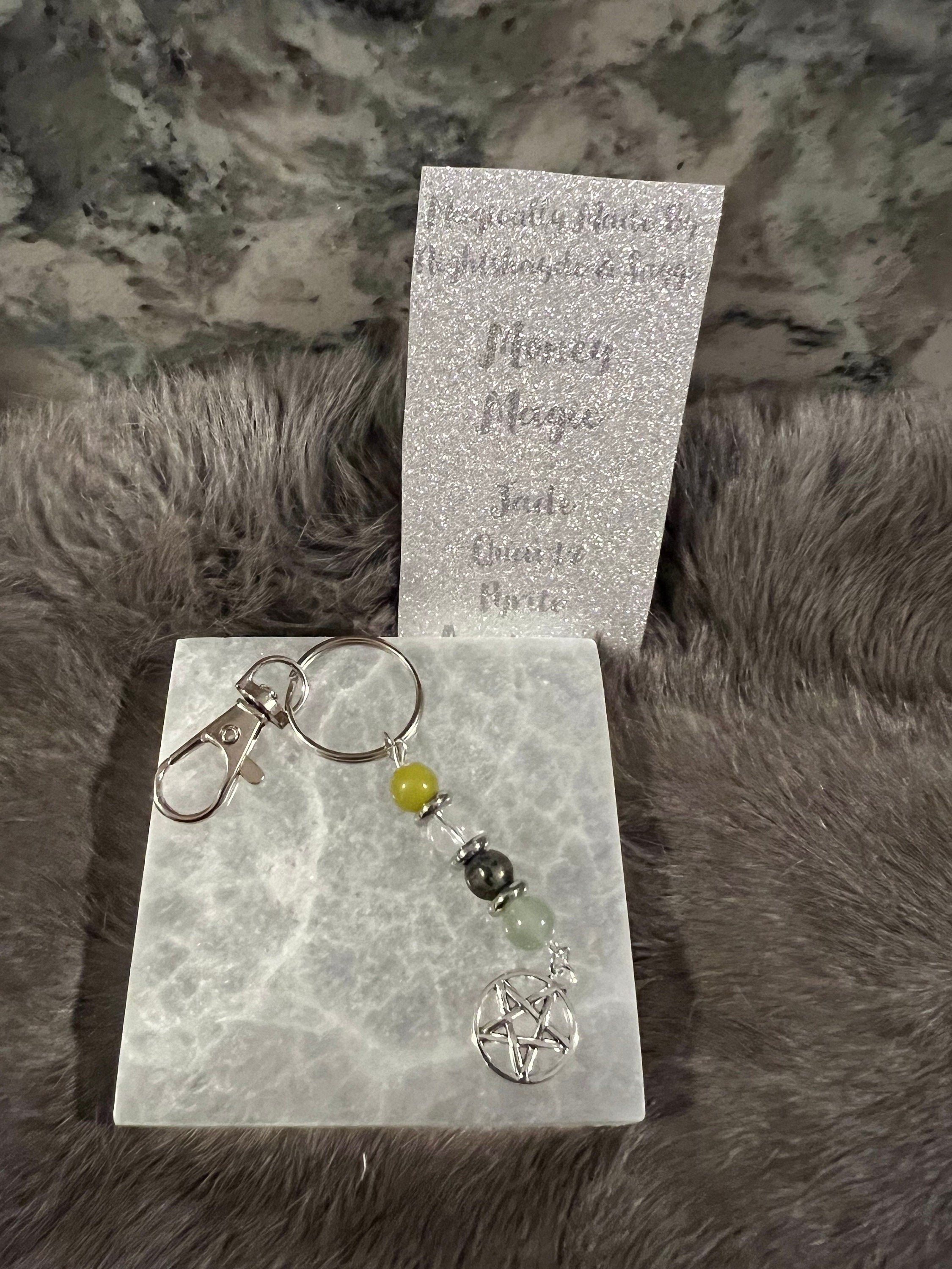 Gemstone Manifestation Keychain: Witchy Intention Charm