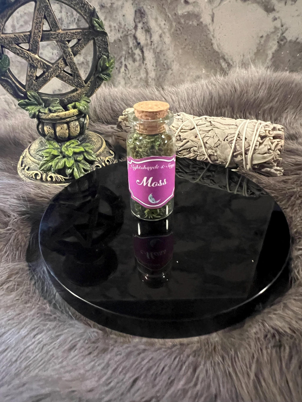Dried Moss in Corked Bottle: Green Witch Healing Magic