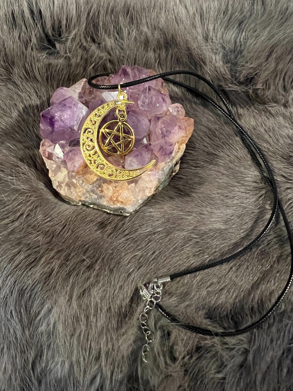 Crescent Moon Pentacle Necklace: Witchy Pagan Jewelry