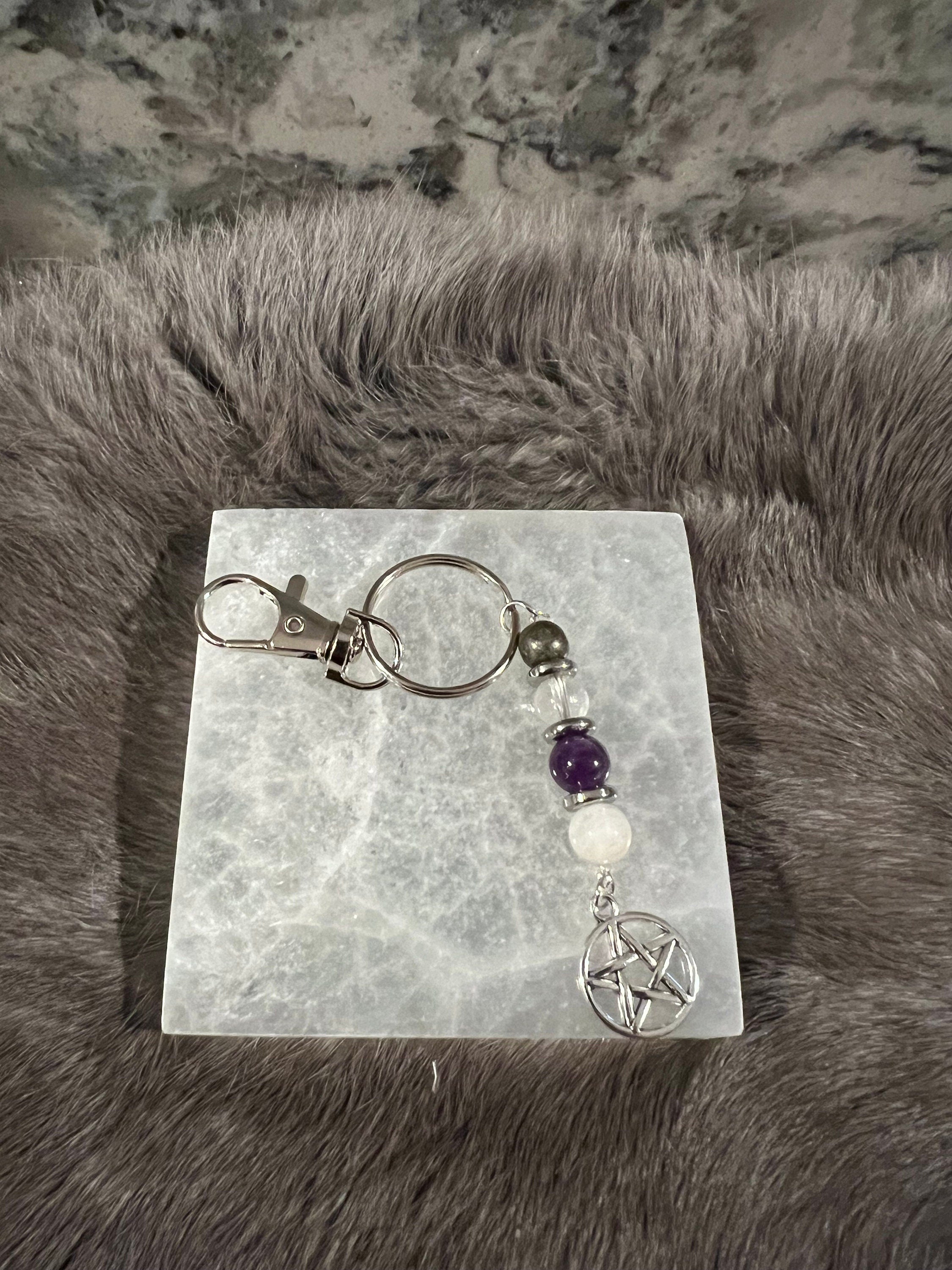 Gemstone Manifestation Keychain: Witchy Intention Charm