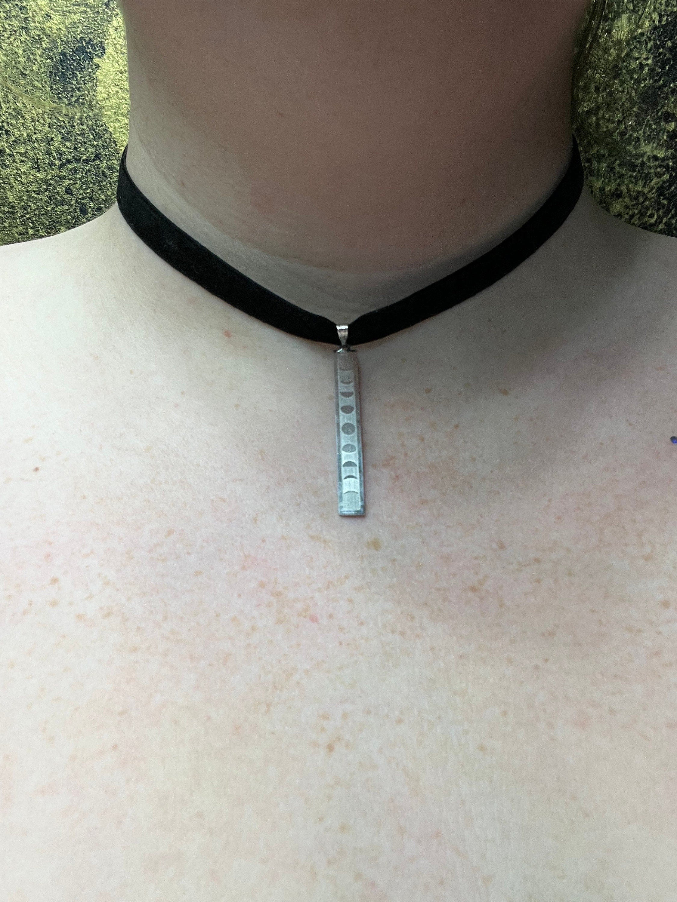 Moon Phases Pendant: Witchy Velvet Choker Necklace