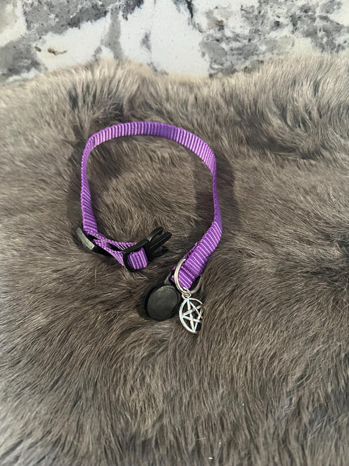 Blessed Pet Collar: Witchy Familiar Protection Collar with Pentacle Charm