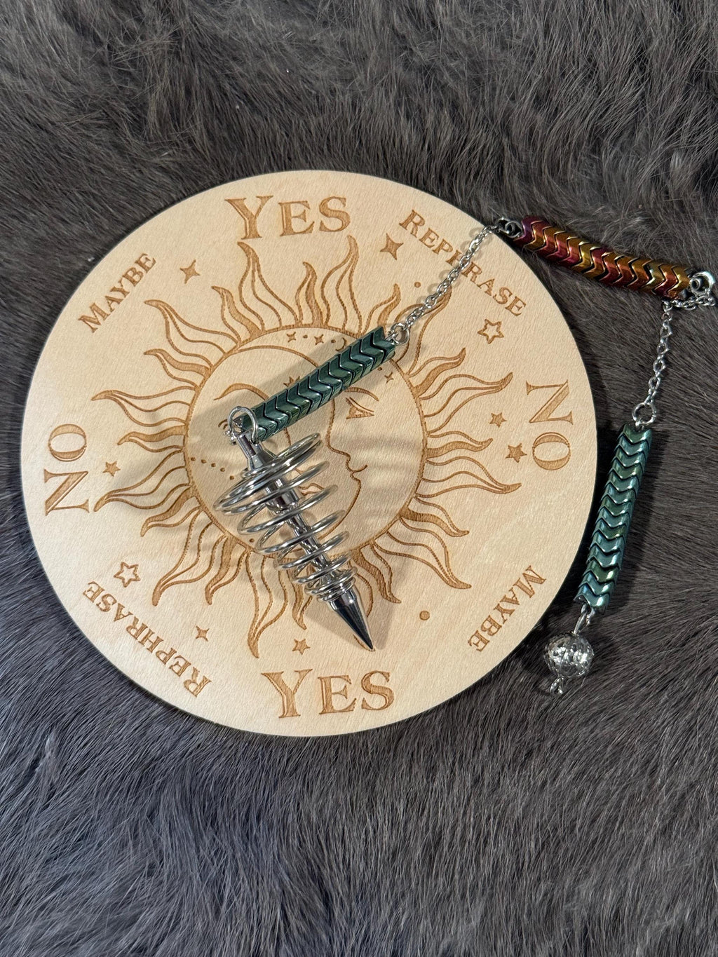 Metal Spiral Divination Pendulum: Dragon Scale Beaded Scrying Tool