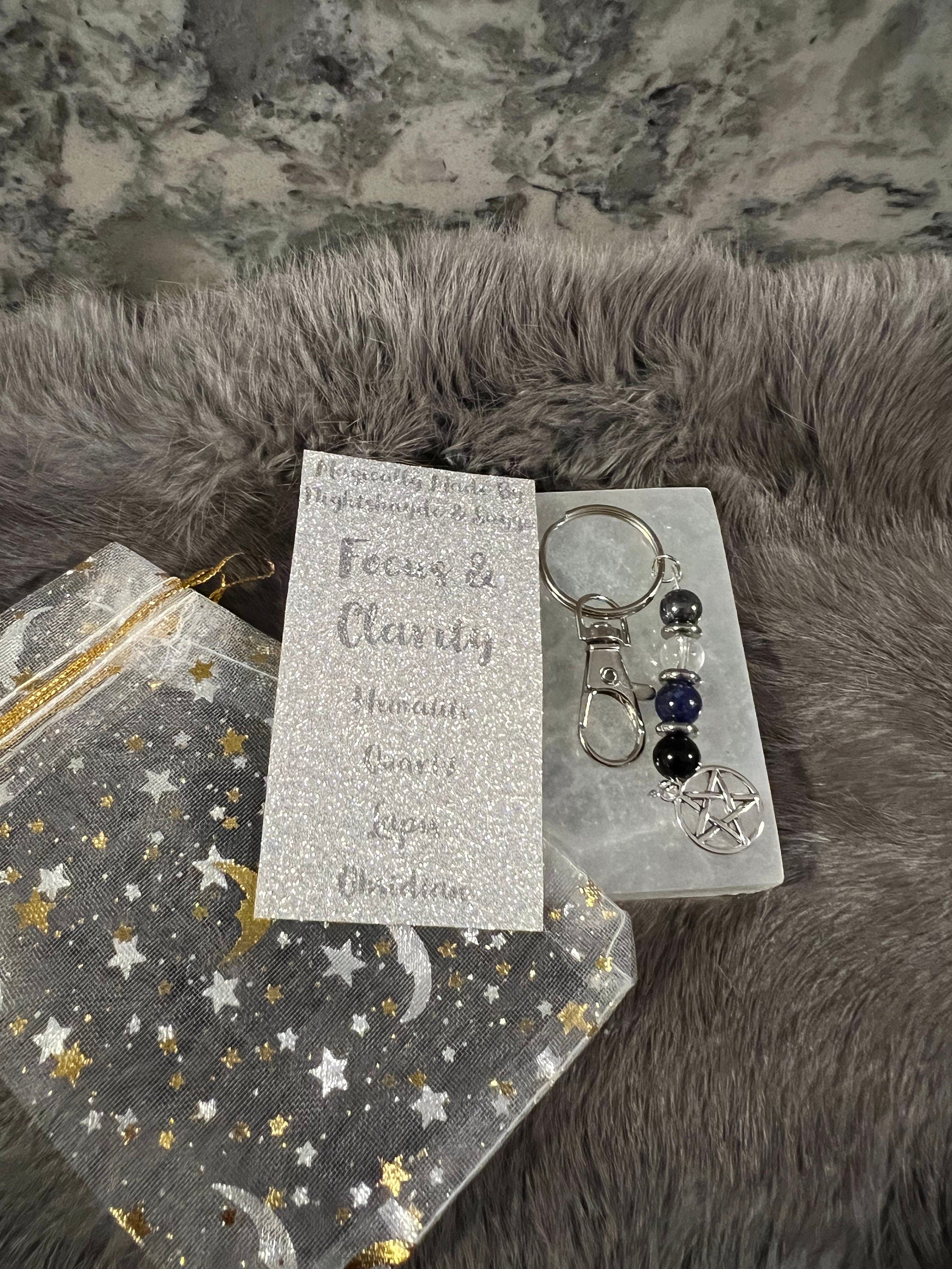 Gemstone Manifestation Keychain: Witchy Intention Charm