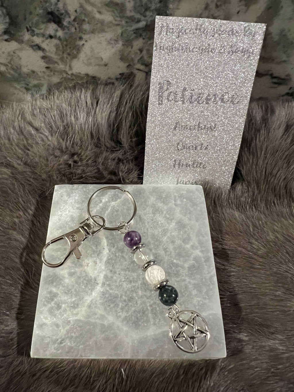 Gemstone Manifestation Keychain: Witchy Intention Charm