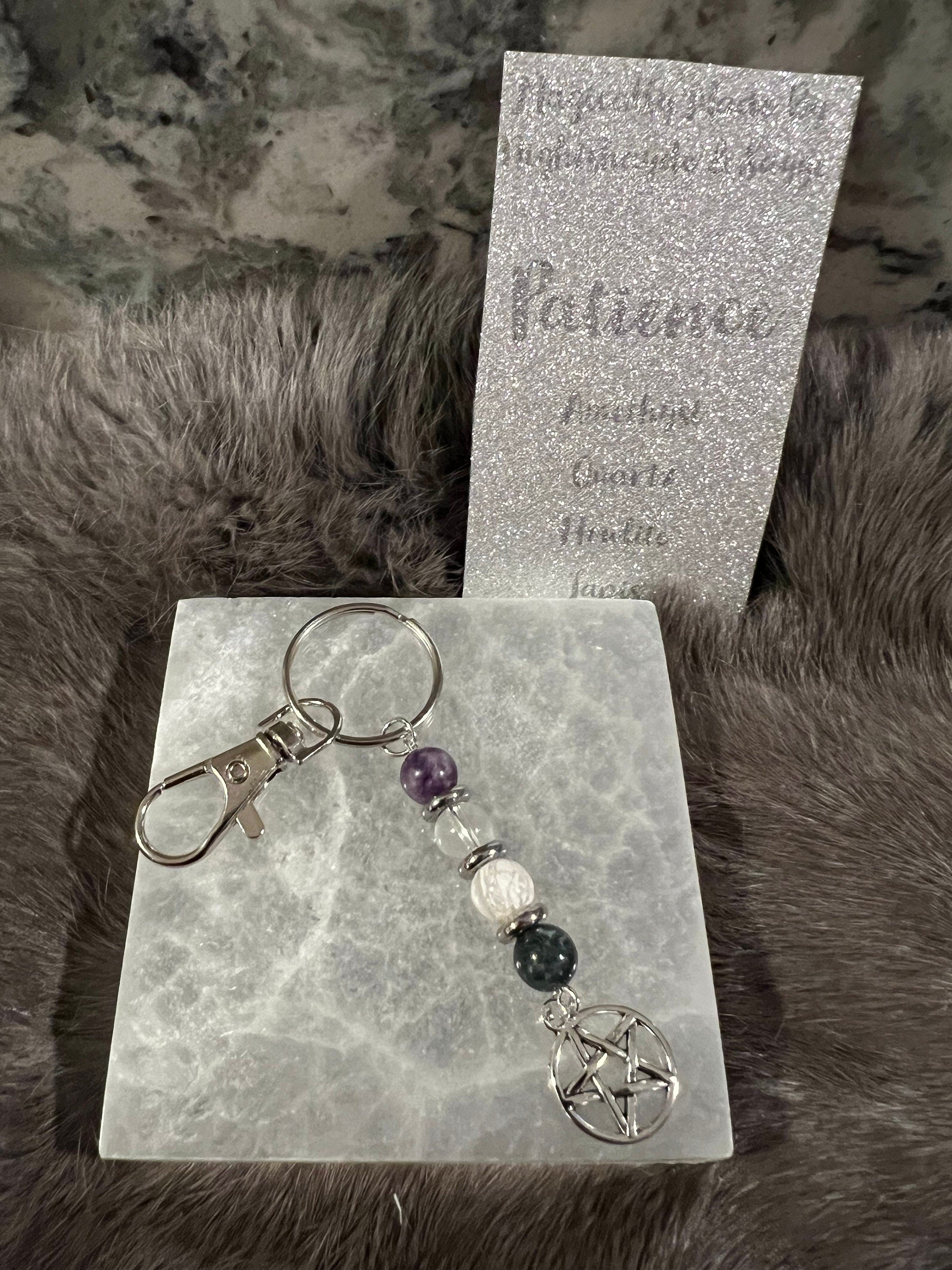 Gemstone Manifestation Keychain: Witchy Intention Charm