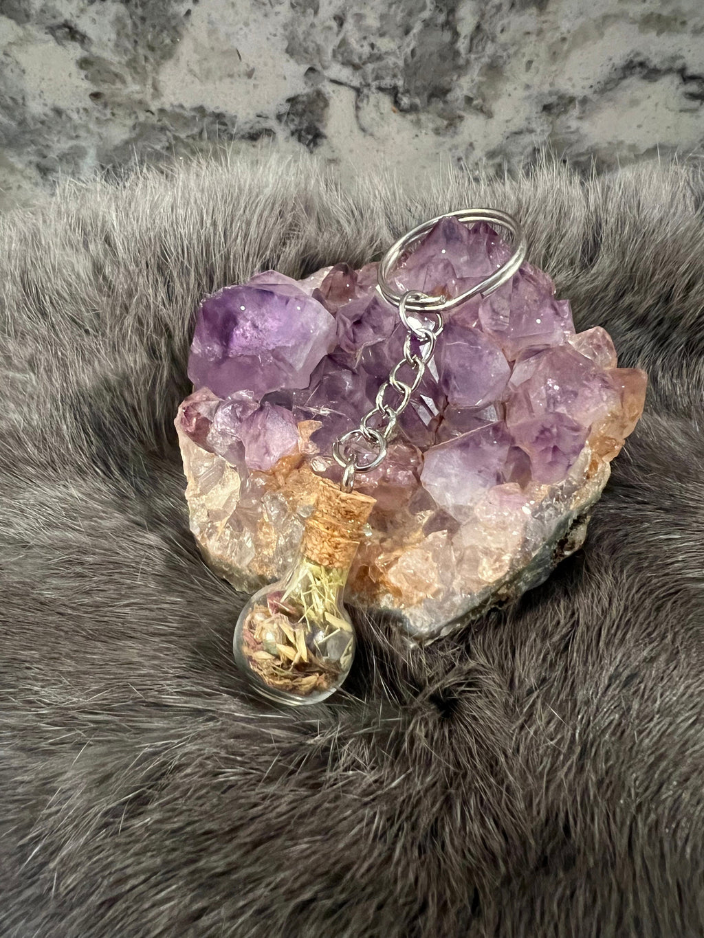 Handcrafted Spell Jar Keychain: Intention Bottle Charm