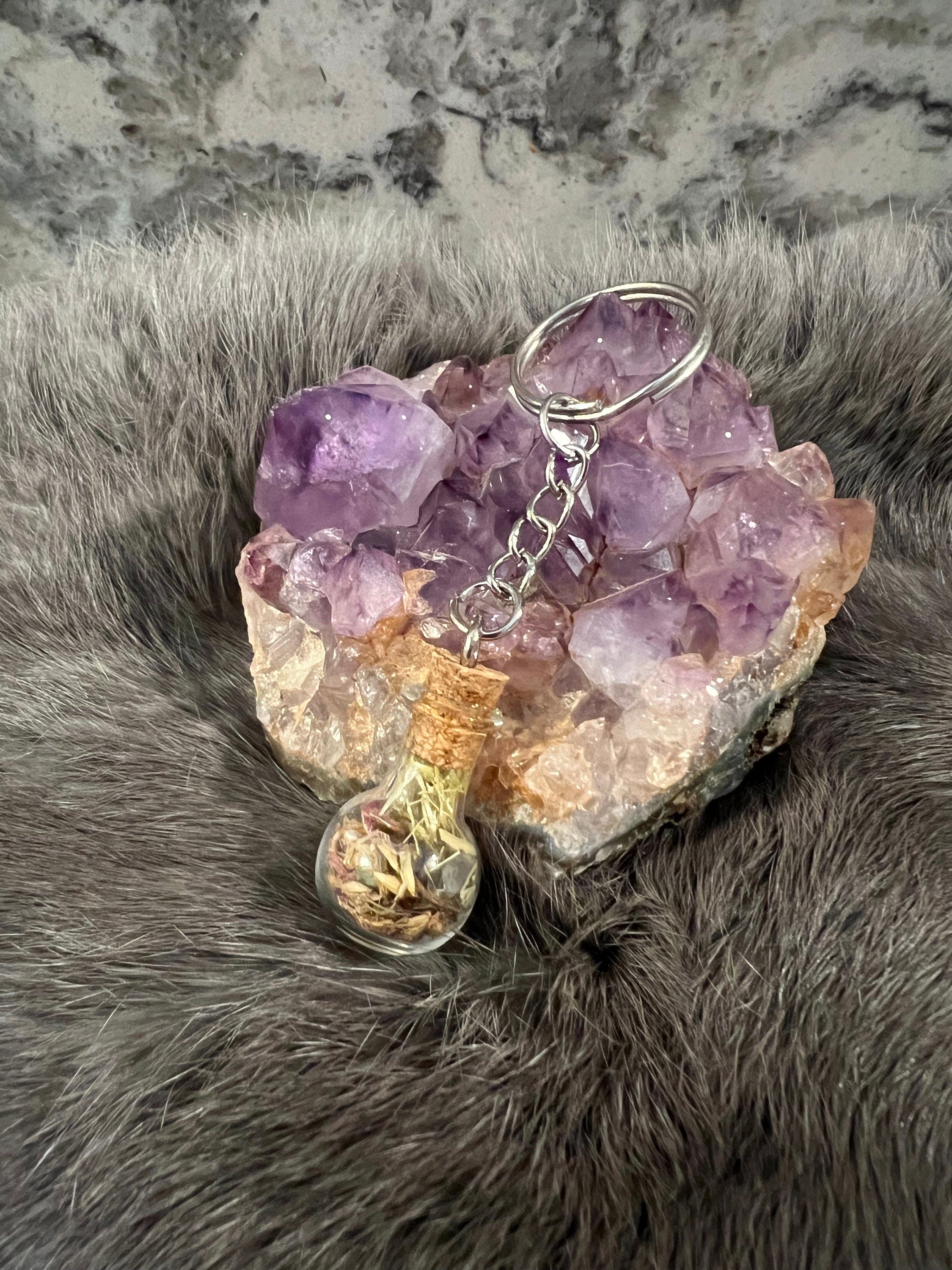 Handcrafted Spell Jar Keychain: Intention Bottle Charm
