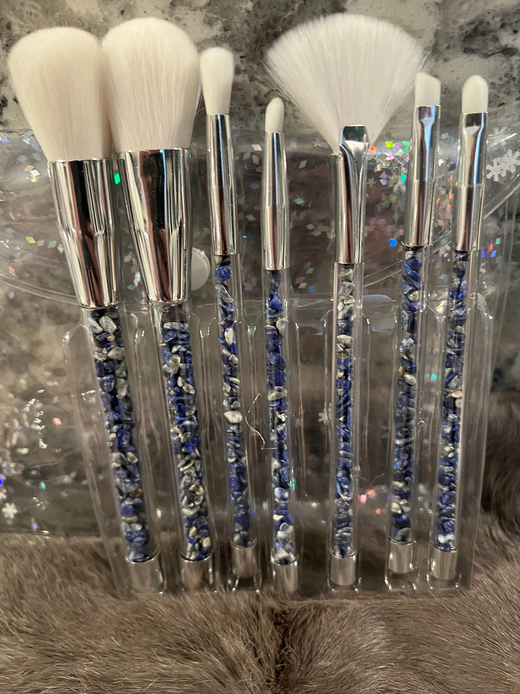 Lapis Lazuli Gemstone Makeup Brush Set - Witchy Vibes