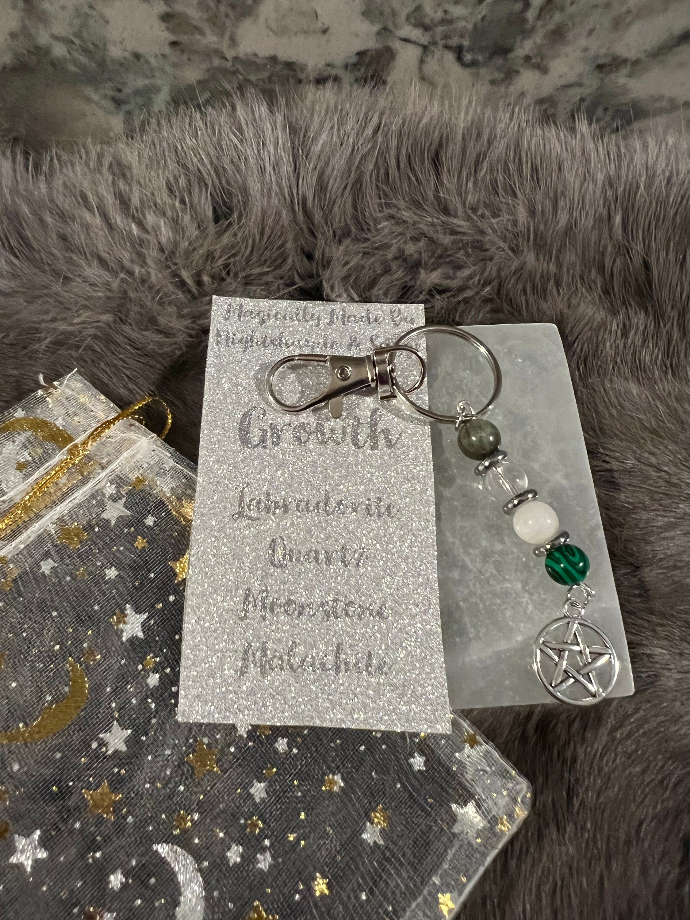 Gemstone Manifestation Keychain: Witchy Intention Charm