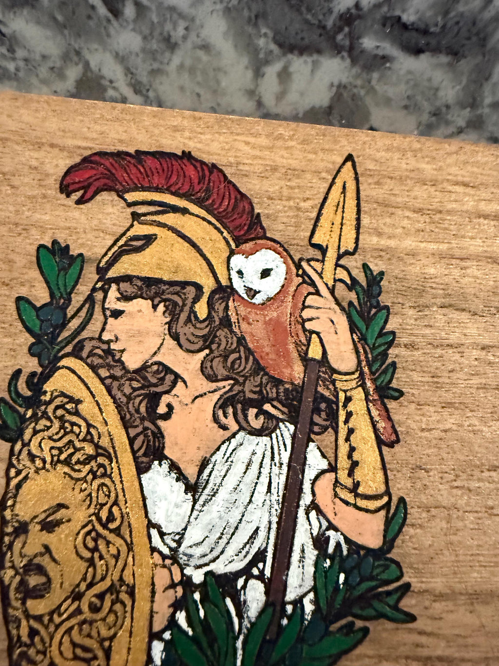 Handmade Athena Altar Box: Wood Burned Goddess Decor