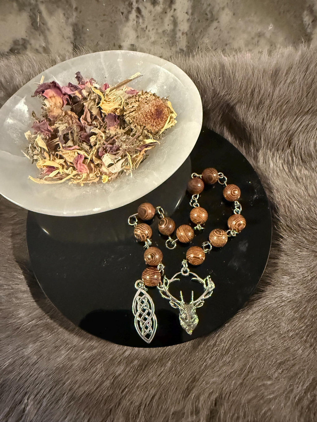 Cernunnos Diety Prayer Beads: Simple One Of A Kind Diety Prayer Bead Set