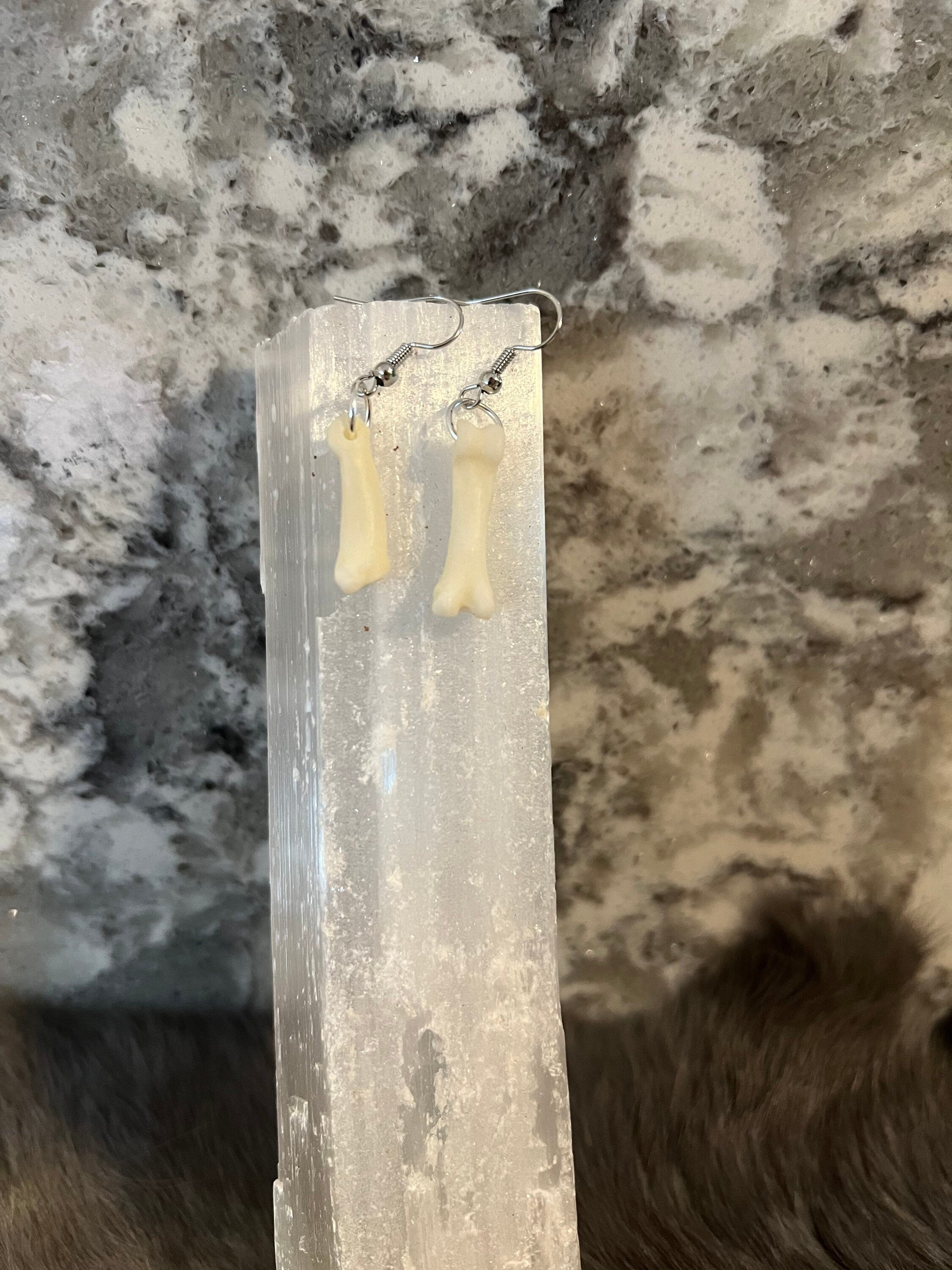 Coyote Bone Earrings: Witchy Oddcore Jewelry, Pentacle Option
