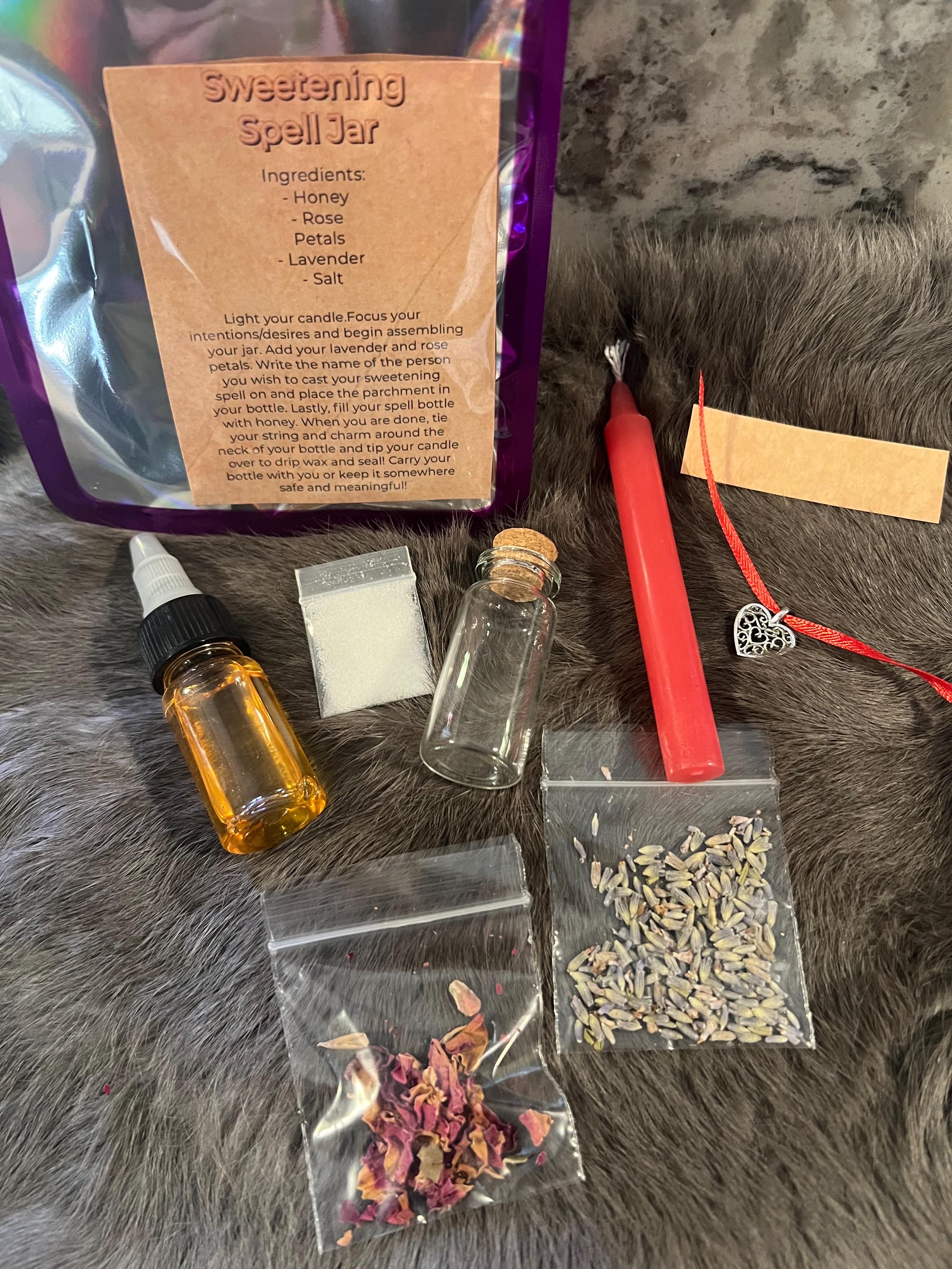DIY Honey Jar Spell Kit: Sweetening Charm Bottle, Herbs & Crystal