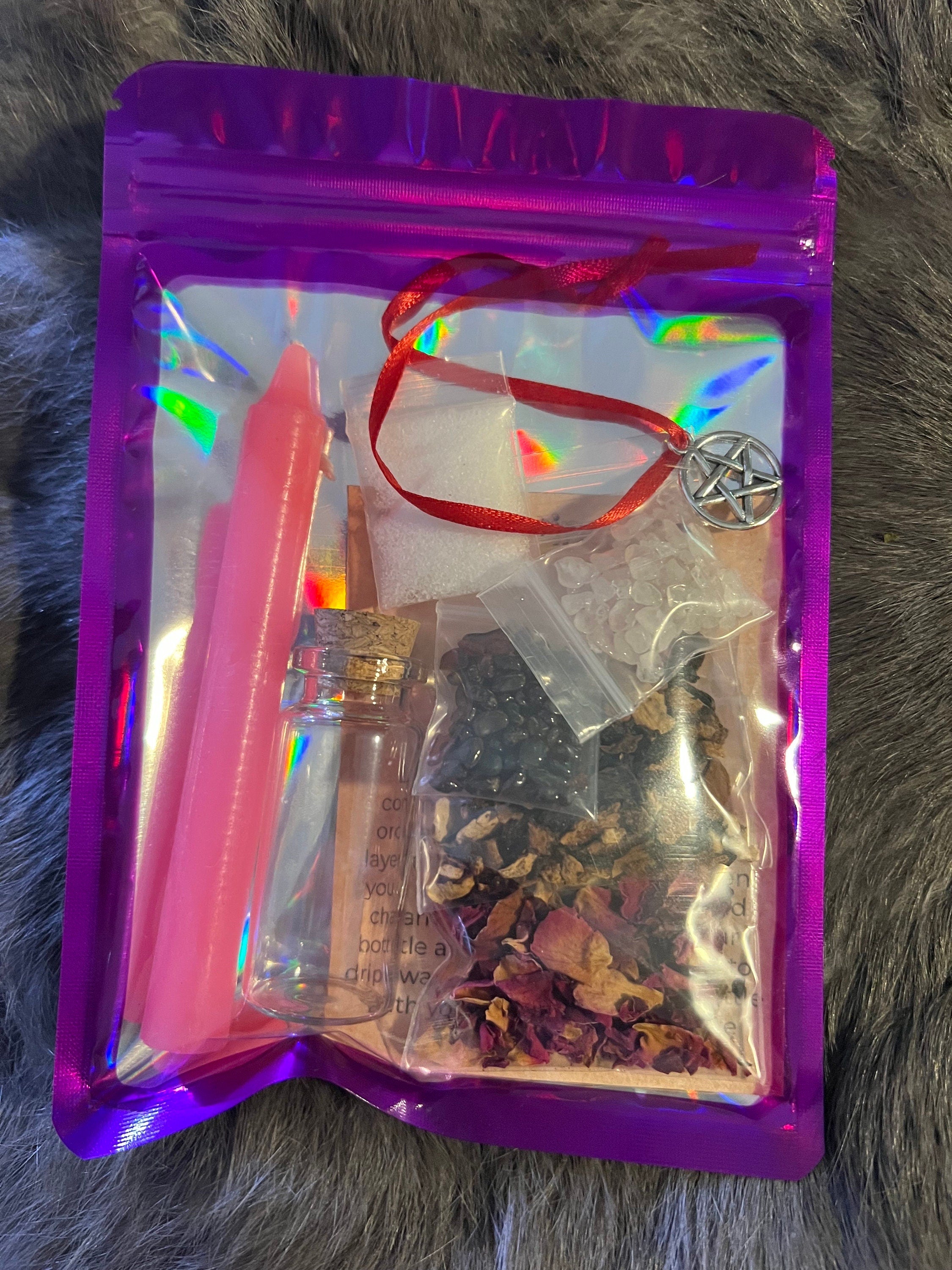 DIY Love Spell Jar Kit: Rose Quartz, Herbs, Candle & Charm