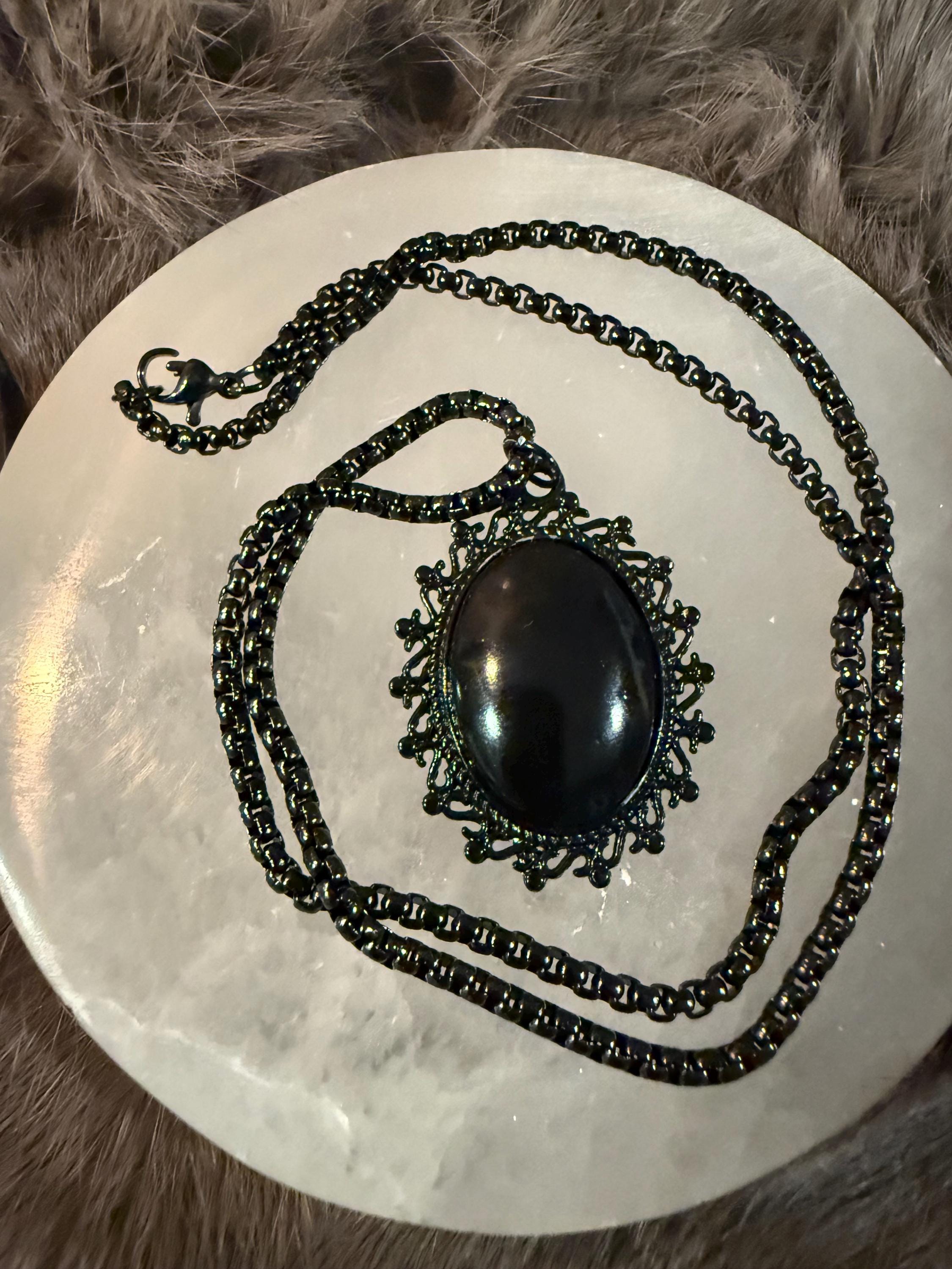 Scrying Mirror: Handcrafted Miniature Pendant Necklace