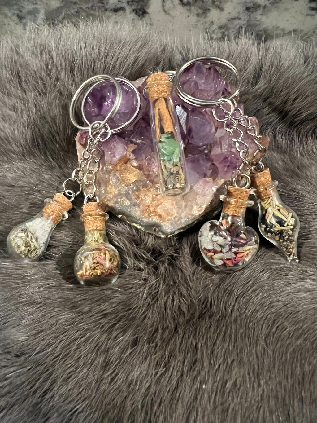 Handcrafted Spell Jar Keychain: Intention Bottle Charm