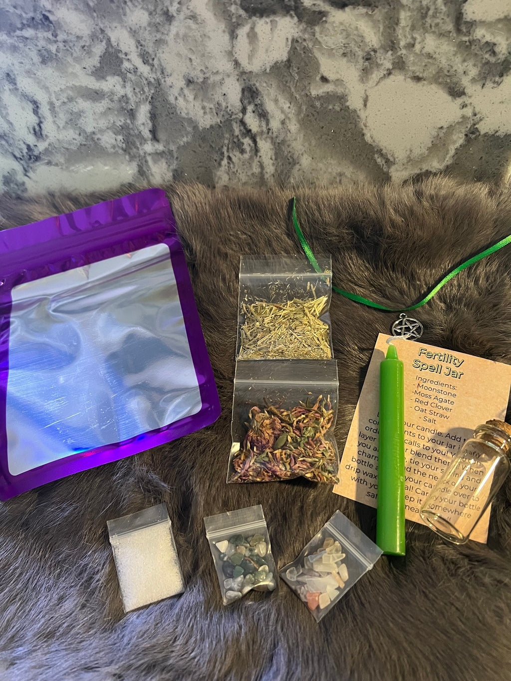 Fertility Spell Jar DIY Kit: Moonstone, Herbs, Charm Bottle