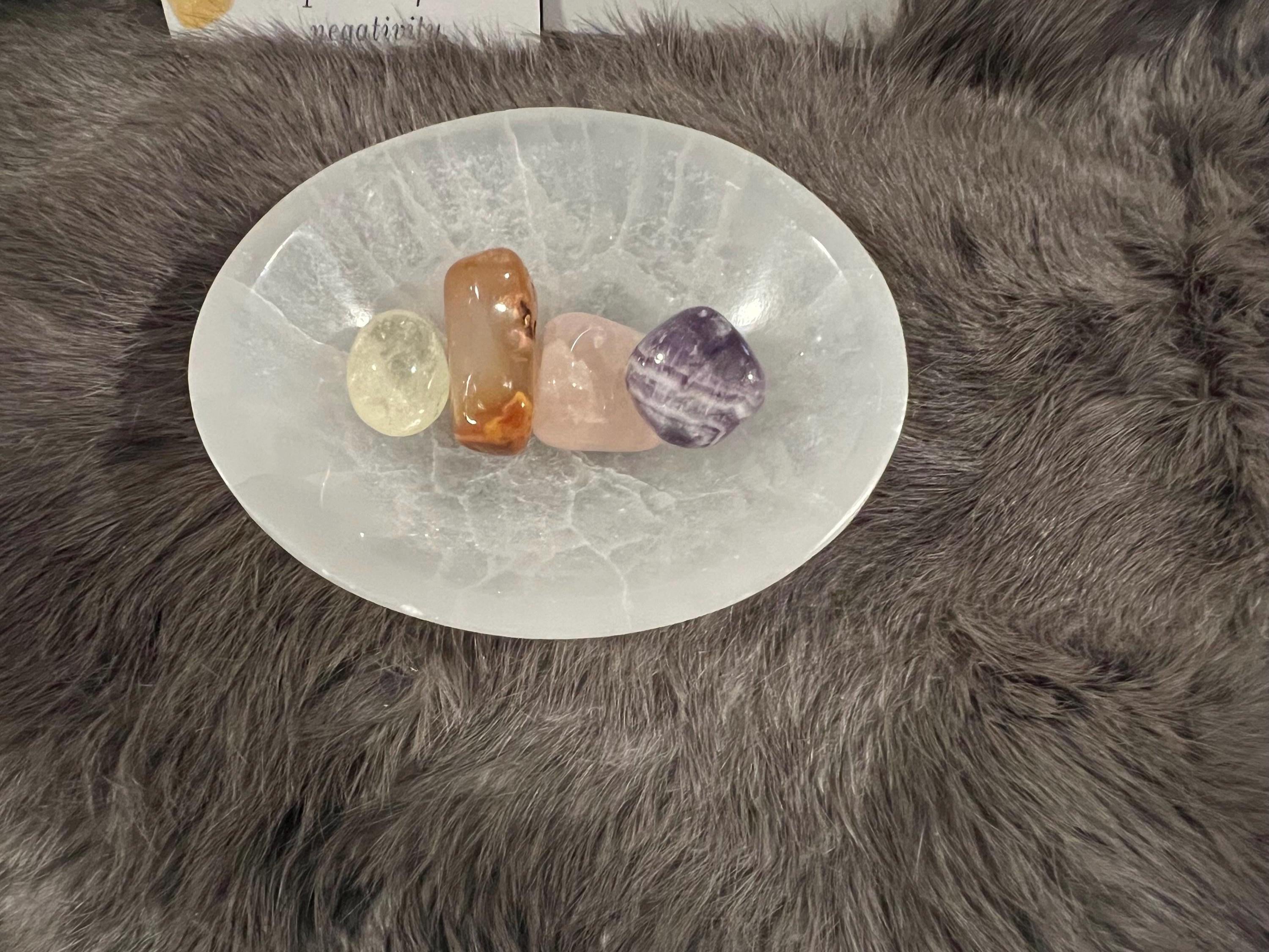 Attract Love Gemstone Kit: Rose Quartz, Amethyst, Citrine & Carnelian