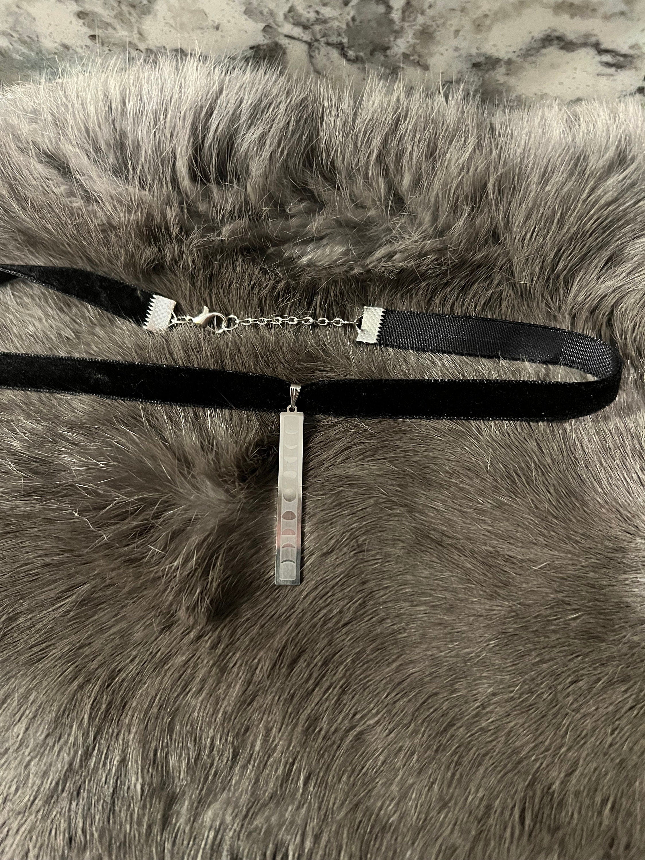 Moon Phases Pendant: Witchy Velvet Choker Necklace