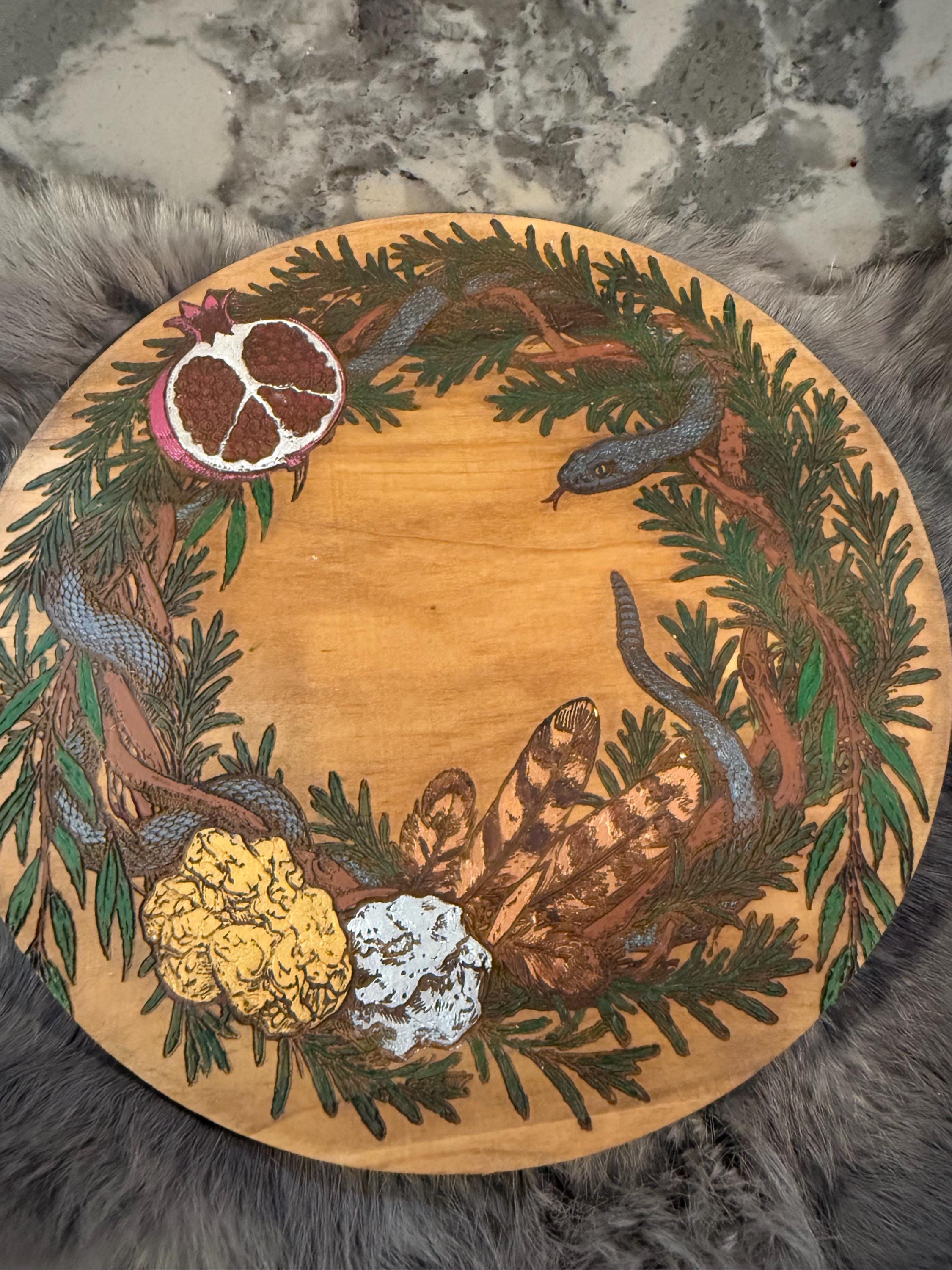 Hades Altar Table – Hand-Painted Wood Dais for Rituals