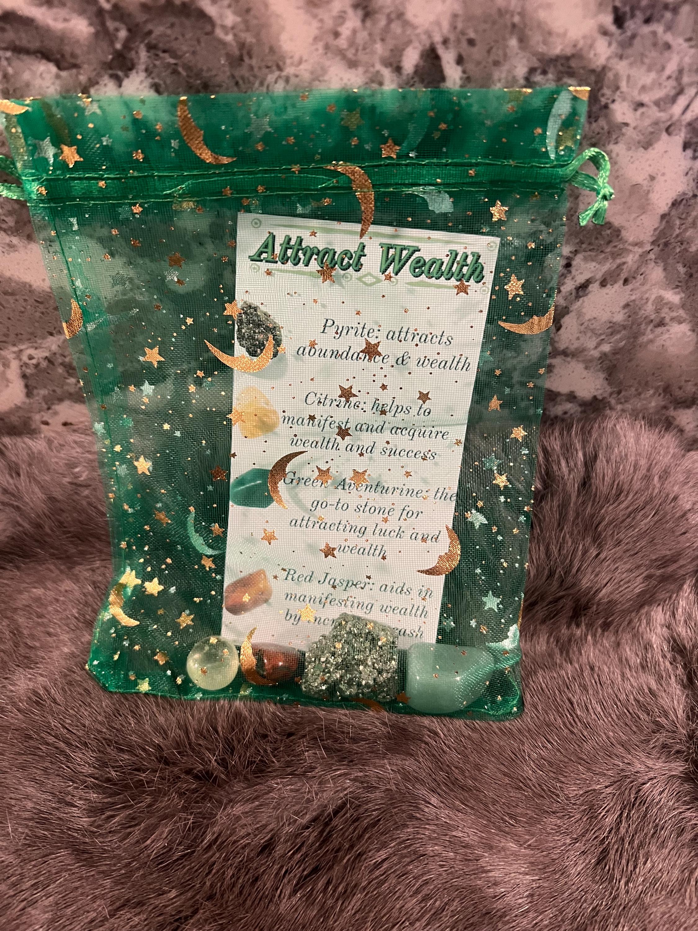 Wealth Gemstone Intention Kit: Pyrite, Citrine, Aventurine, Jasper